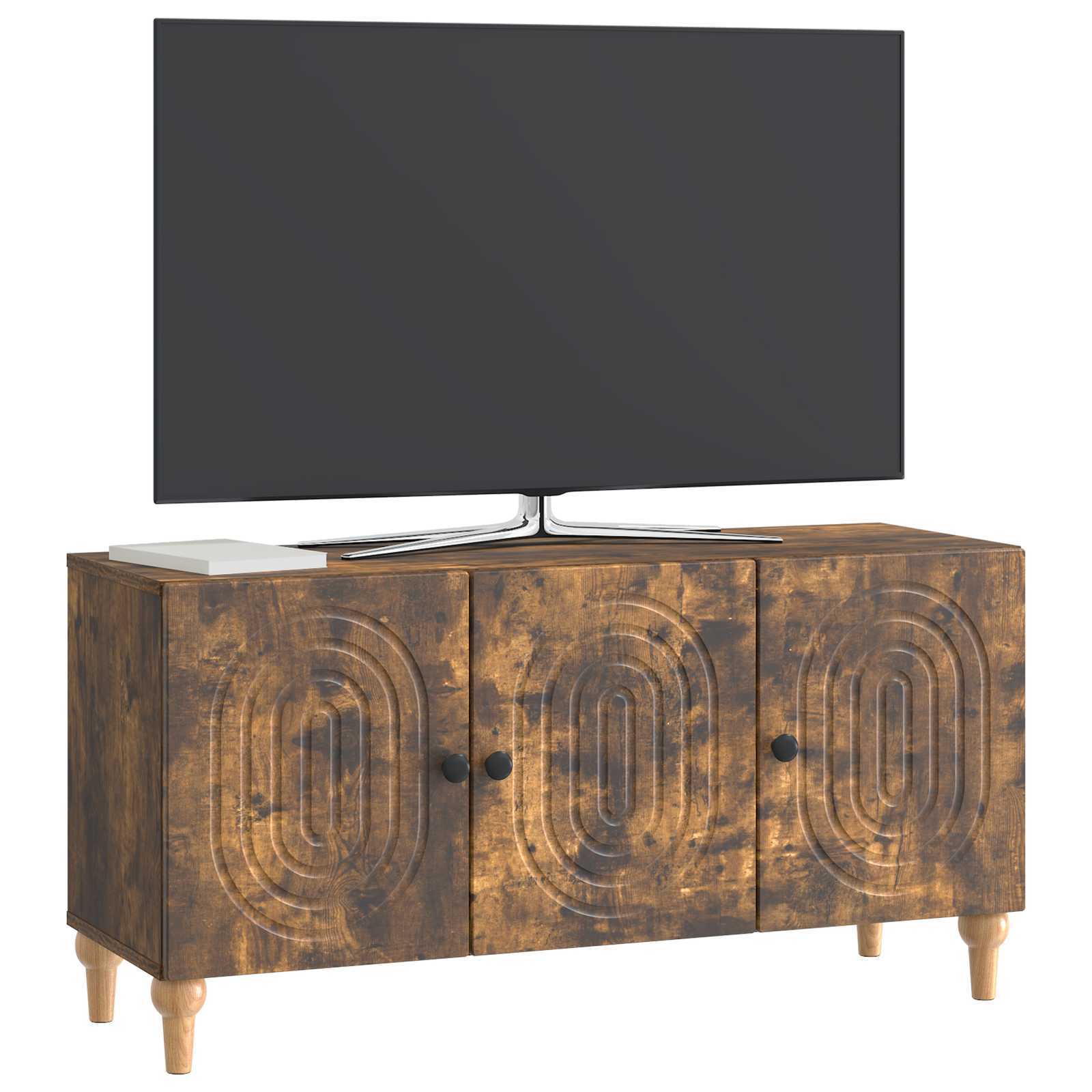 TV-kast Gerookt eiken 99 x 34,5 x 50 cm Bewerkt hout is nu te koop bij PeponiXL, paradijselijk wonen!
