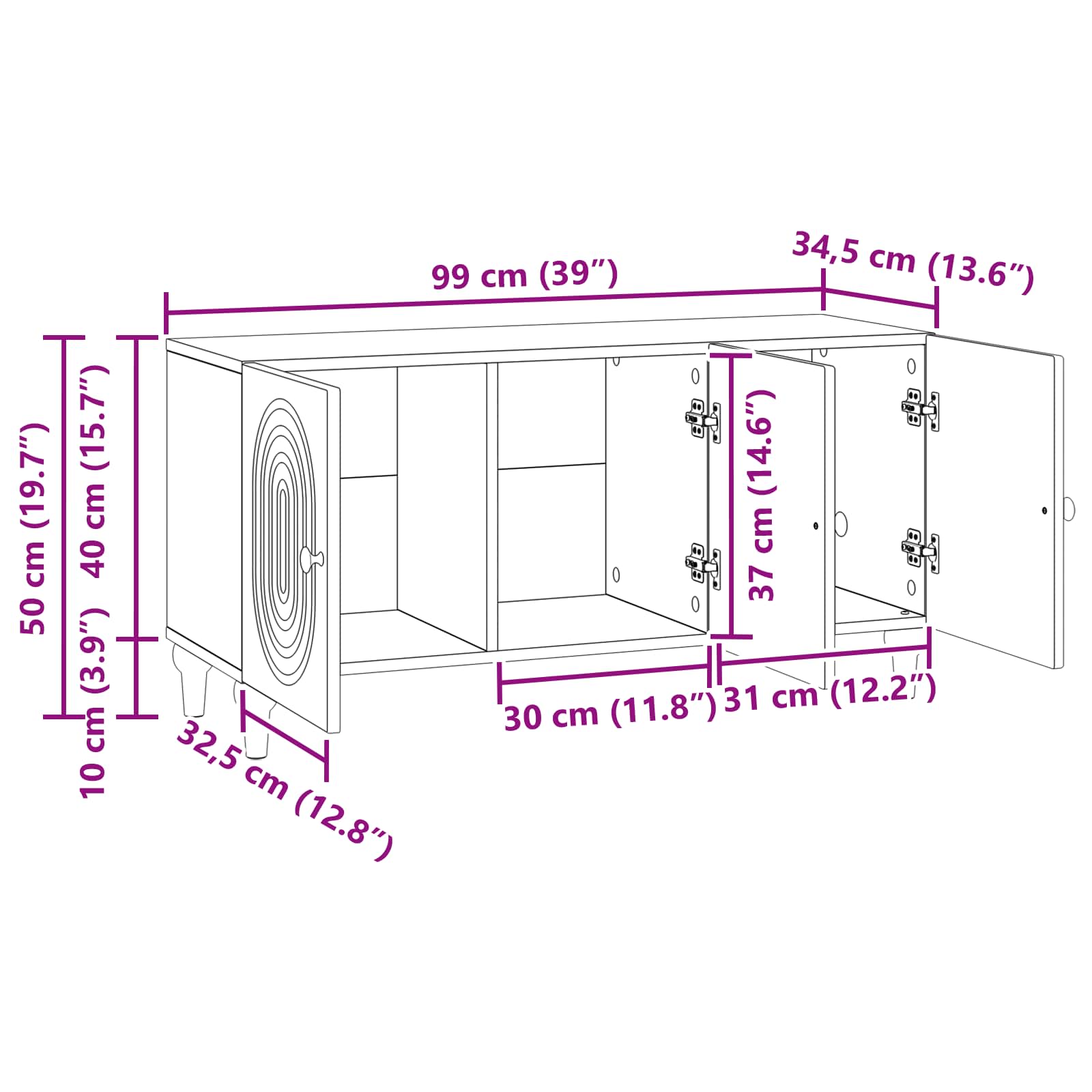 TV-kast Gerookt eiken 99 x 34,5 x 50 cm Bewerkt hout is nu te koop bij PeponiXL, paradijselijk wonen!