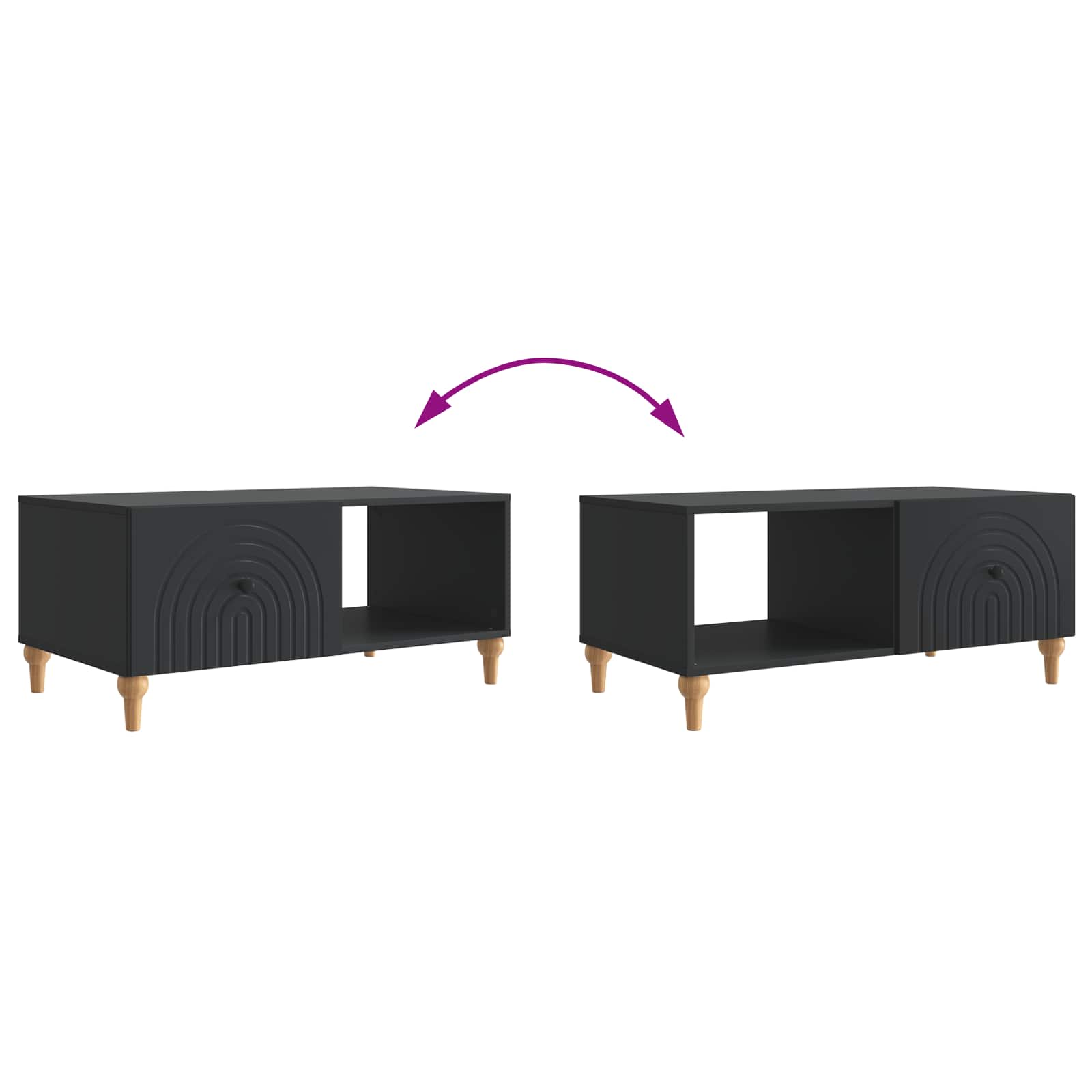 Salontafel Zwart 90 x 50 x 40 cm Bewerkt hout is nu te koop bij PeponiXL, paradijselijk wonen!