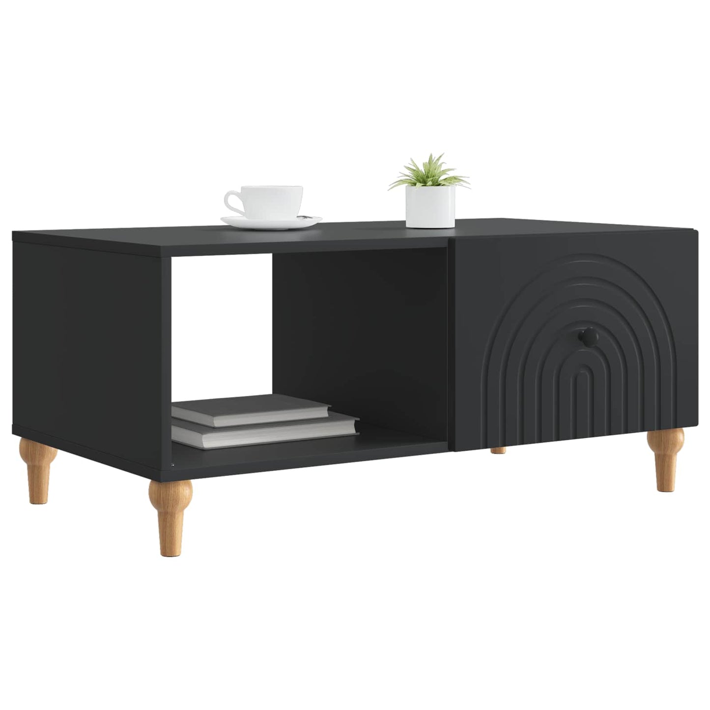 Salontafel Zwart 90 x 50 x 40 cm Bewerkt hout is nu te koop bij PeponiXL, paradijselijk wonen!