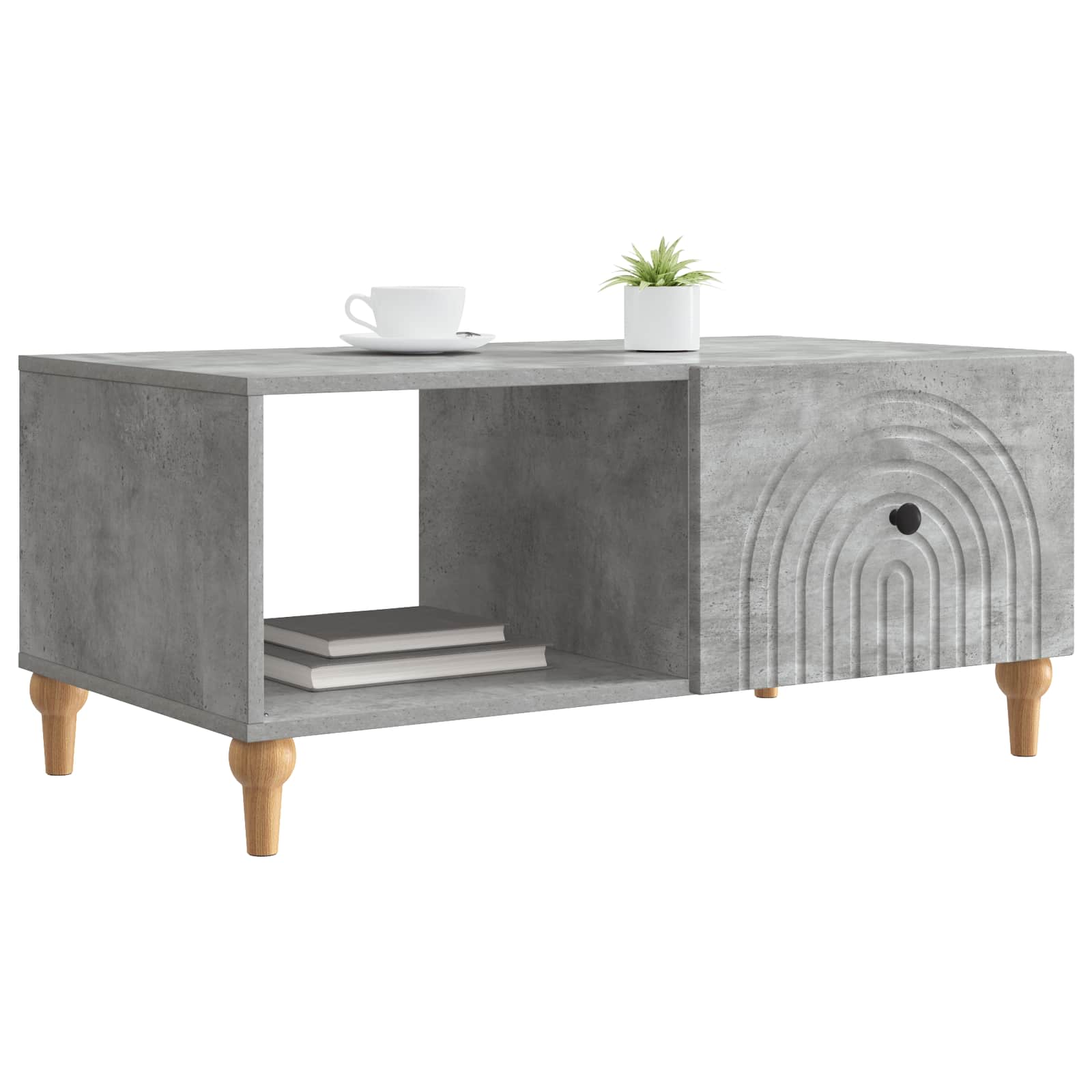 Salontafel Betongrijs 90 x 50 x 40 cm Bewerkt hout is nu te koop bij PeponiXL, paradijselijk wonen!