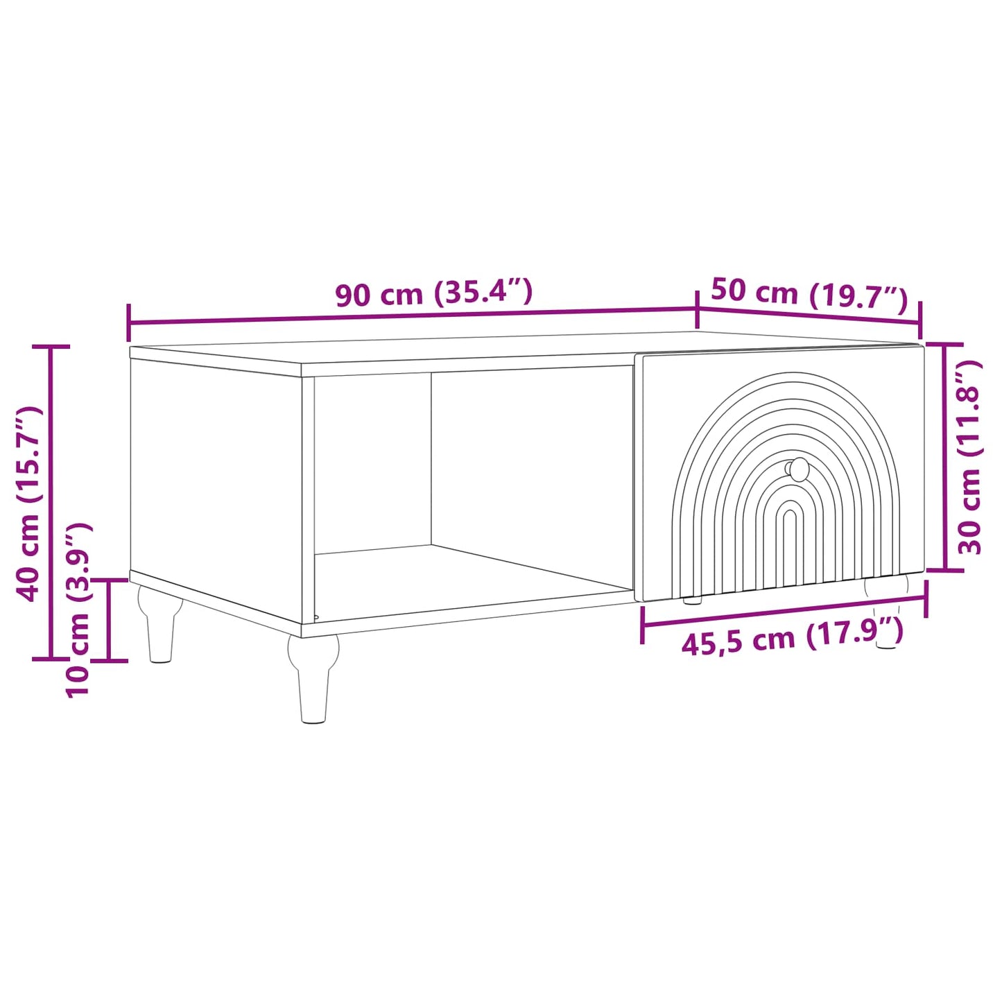 Salontafel Betongrijs 90 x 50 x 40 cm Bewerkt hout is nu te koop bij PeponiXL, paradijselijk wonen!