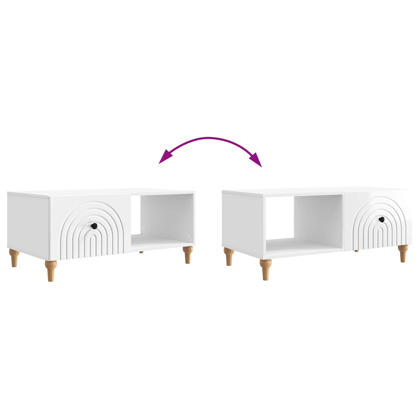 Salontafel Hoogglans Wit 90 x 50 x 40 cm Bewerkt hout is nu te koop bij PeponiXL, paradijselijk wonen!