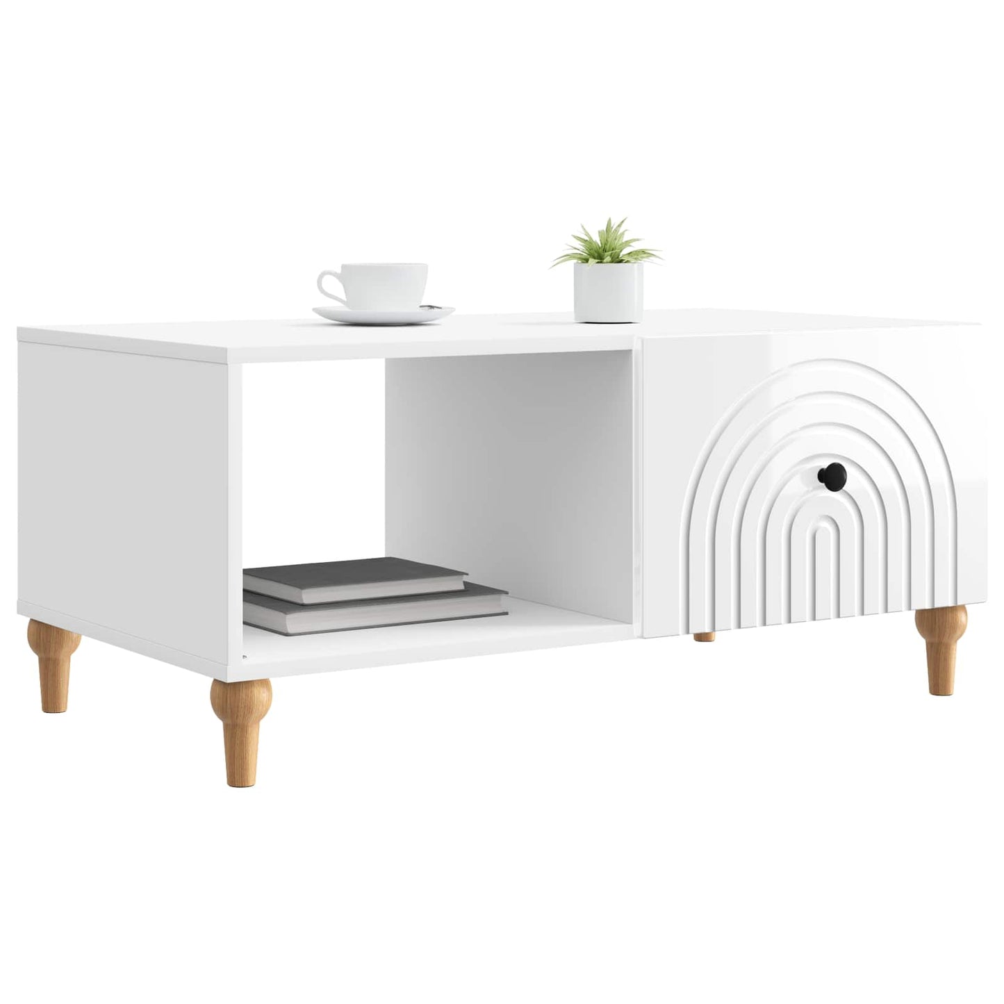 Salontafel Hoogglans Wit 90 x 50 x 40 cm Bewerkt hout is nu te koop bij PeponiXL, paradijselijk wonen!