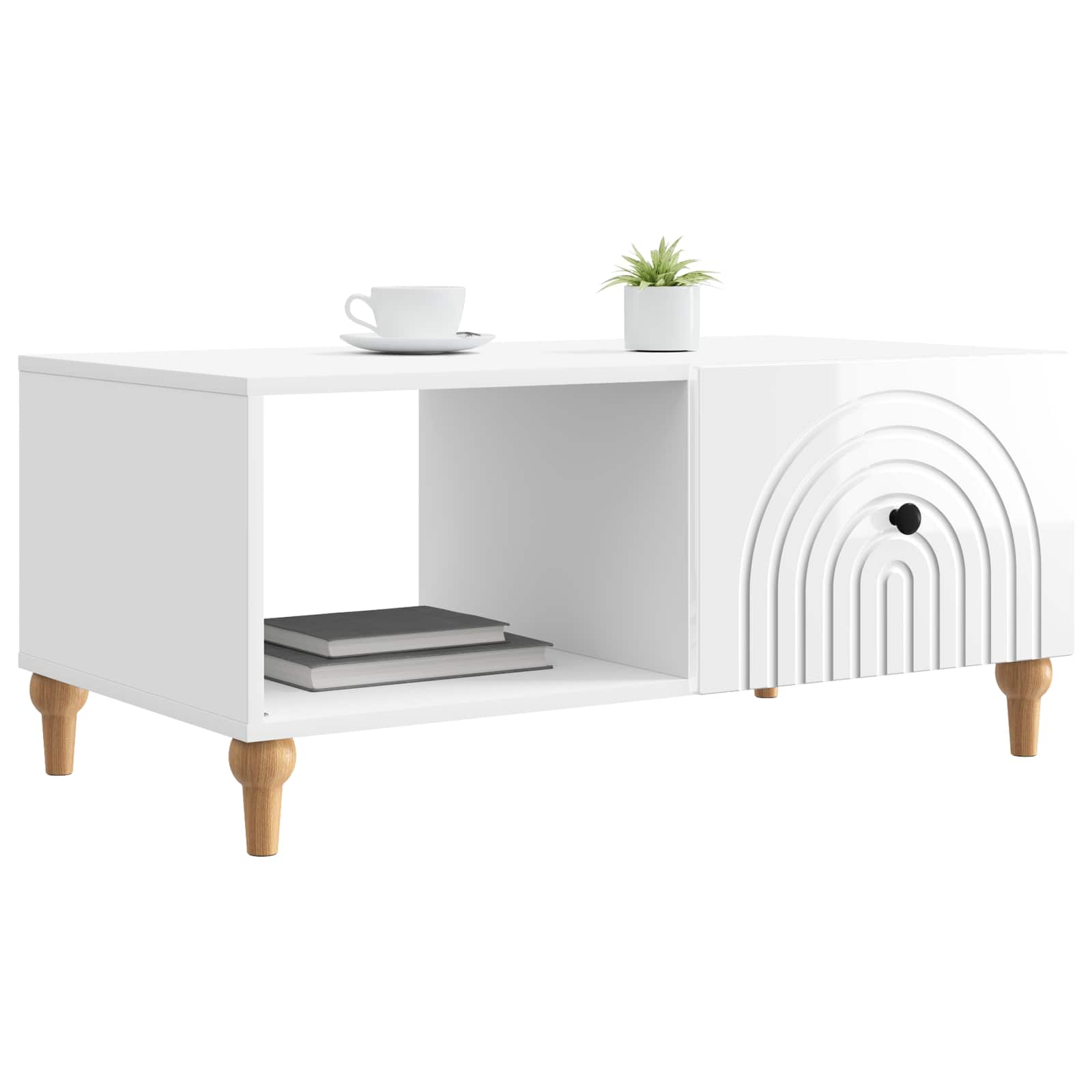 Salontafel Hoogglans Wit 90 x 50 x 40 cm Bewerkt hout is nu te koop bij PeponiXL, paradijselijk wonen!