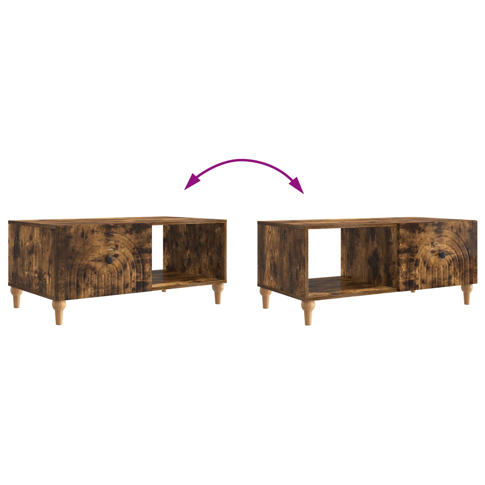 Salontafel Gerookt eiken 90 x 50 x 40 cm Bewerkt hout is nu te koop bij PeponiXL, paradijselijk wonen!