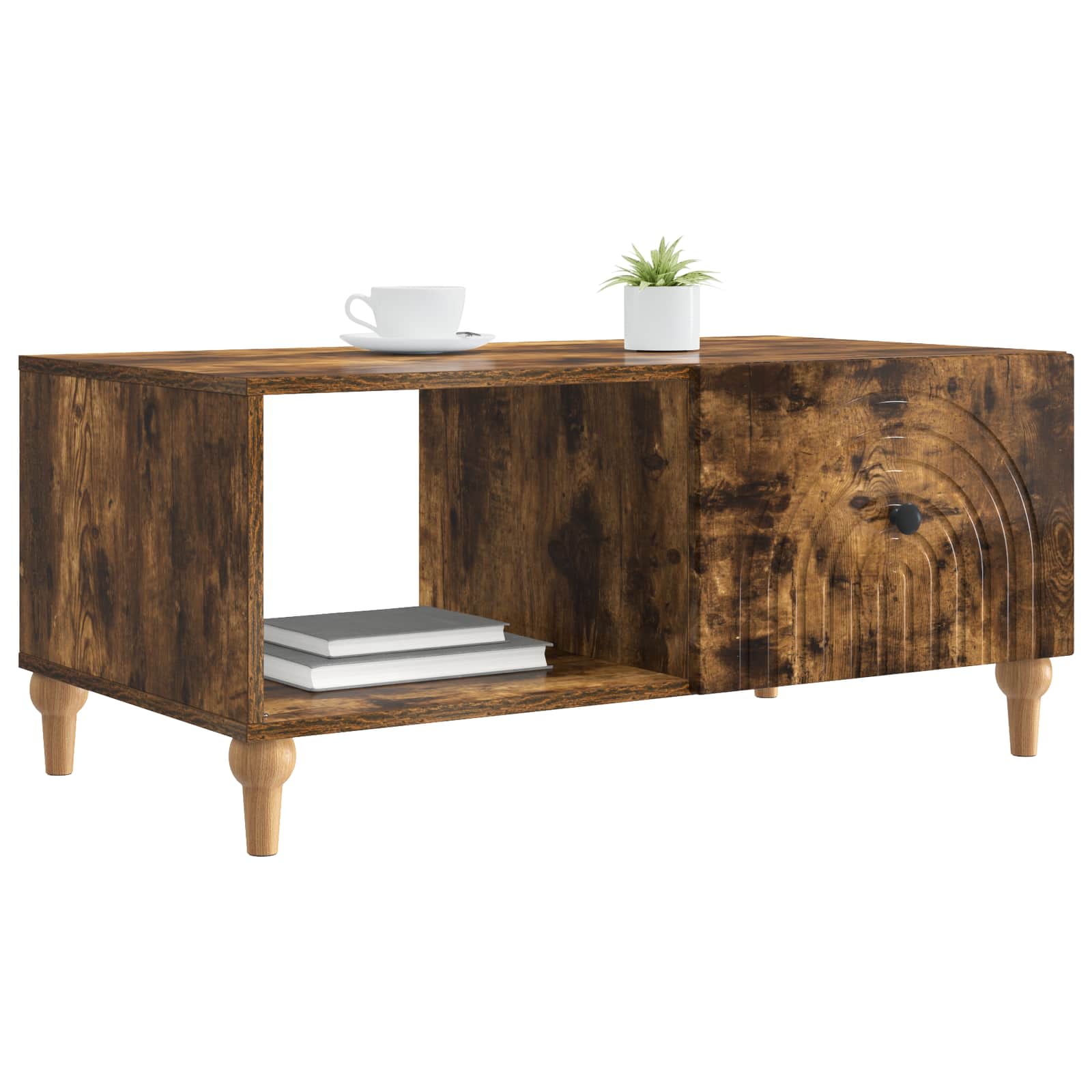 Salontafel Gerookt eiken 90 x 50 x 40 cm Bewerkt hout is nu te koop bij PeponiXL, paradijselijk wonen!