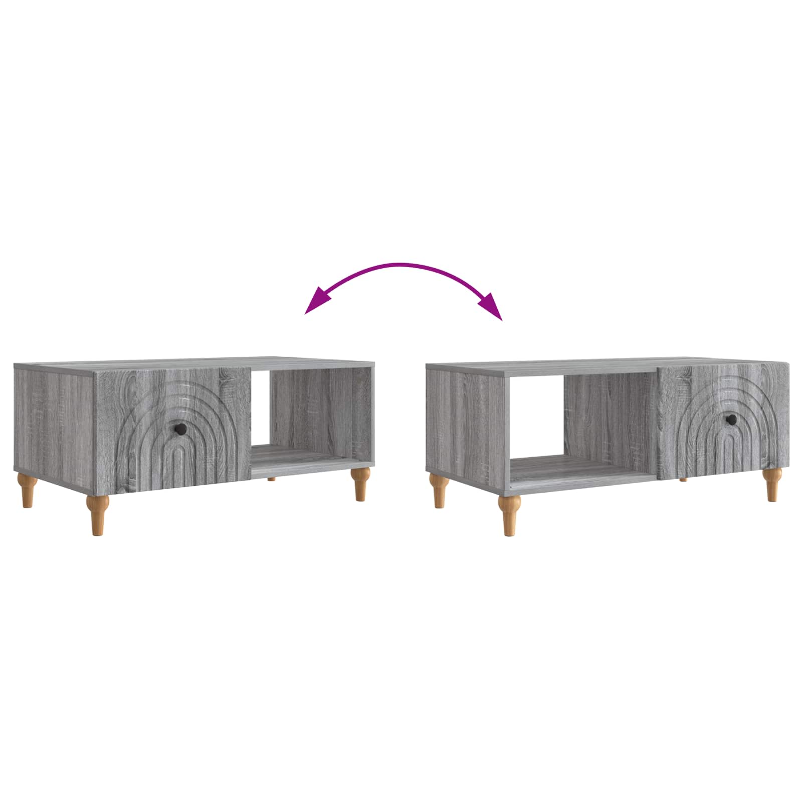 Salontafel Grijs sonoma 90 x 50 x 40 cm Bewerkt hout is nu te koop bij PeponiXL, paradijselijk wonen!