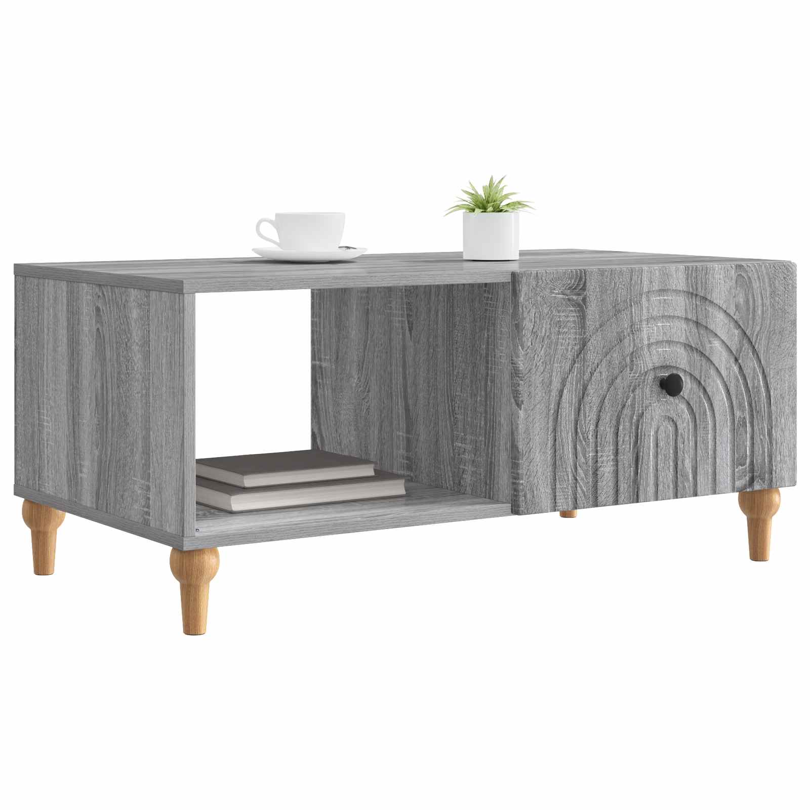 Salontafel Grijs sonoma 90 x 50 x 40 cm Bewerkt hout is nu te koop bij PeponiXL, paradijselijk wonen!
