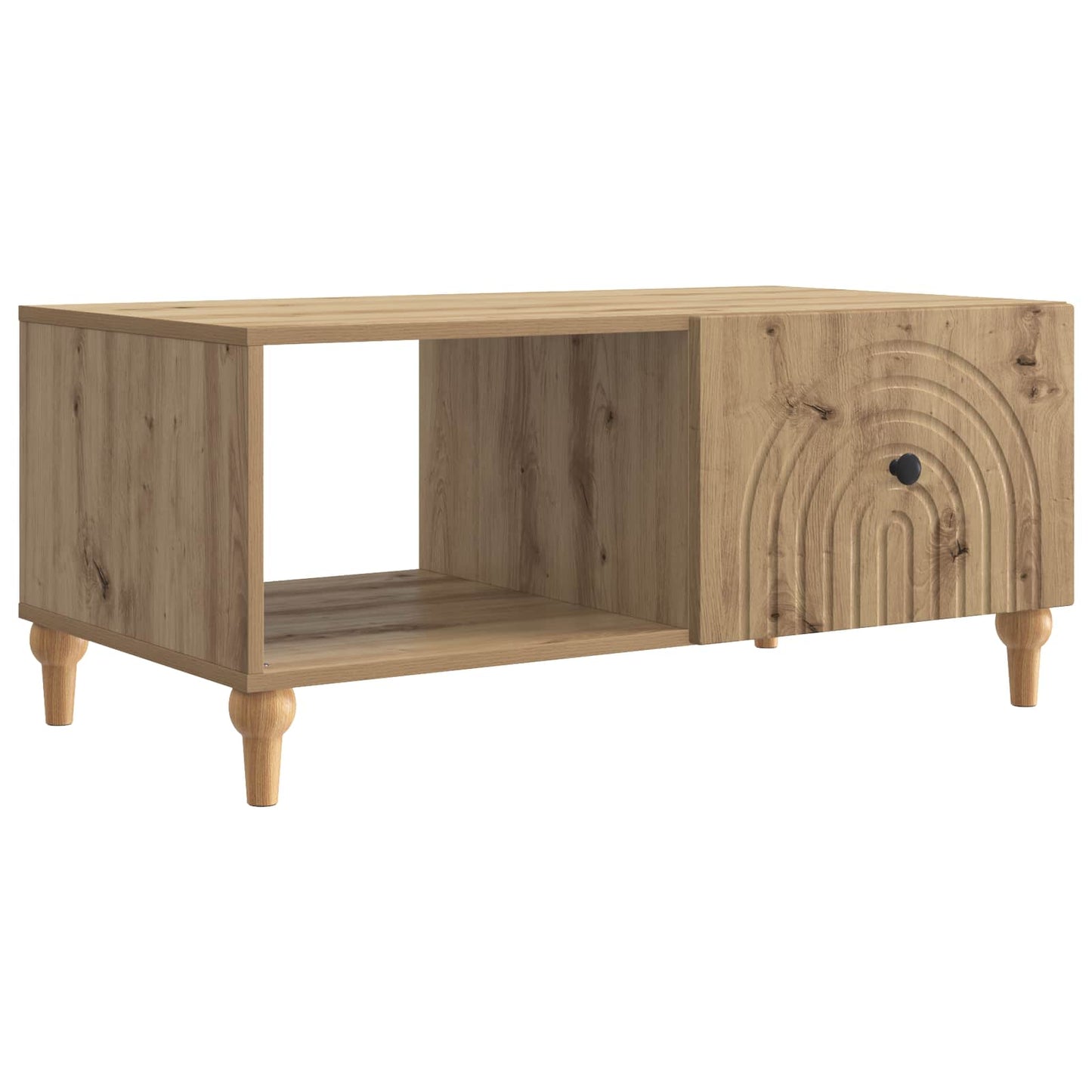 Salontafel Artisanaal eiken 90 x 50 x 40 cm Bewerkt hout is nu te koop bij PeponiXL, paradijselijk wonen!