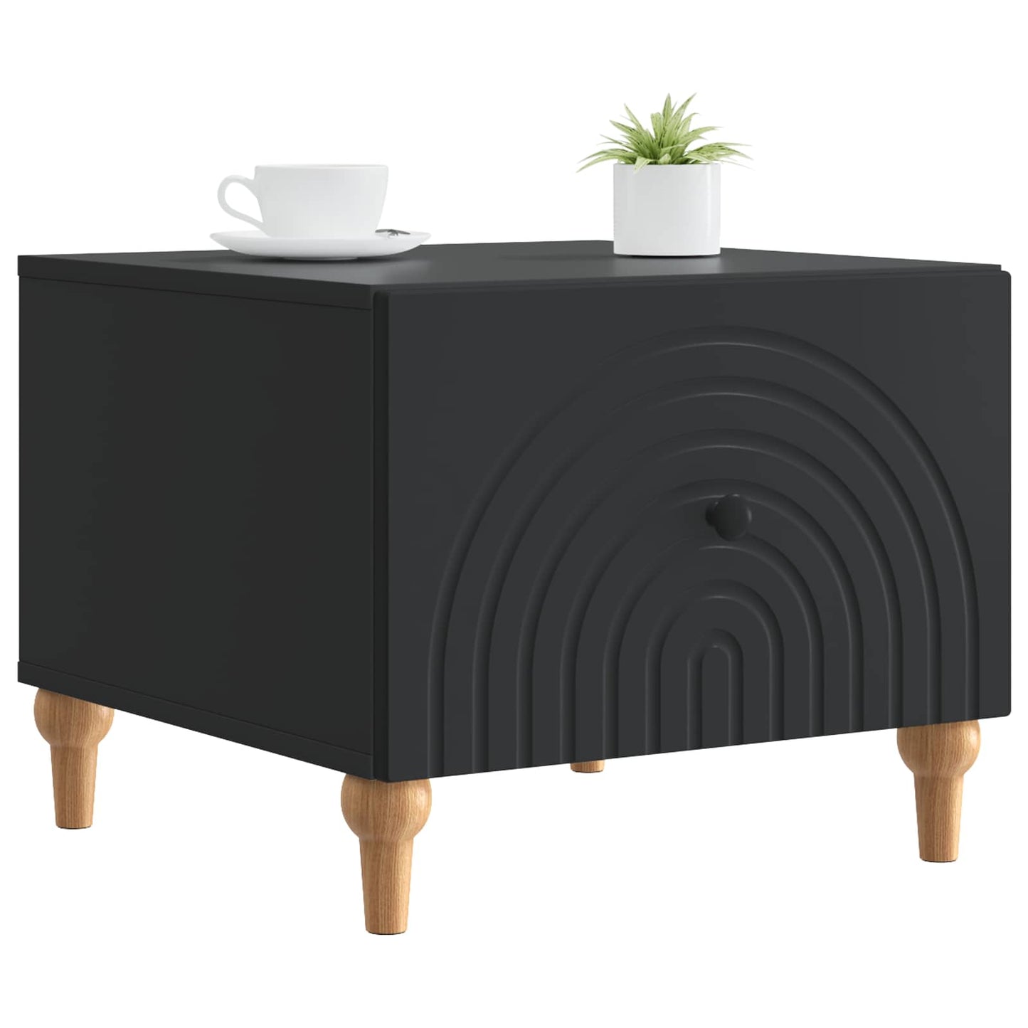 Salontafel met lade Zwart 49 x 50 x 40 cm Bewerkt hout is nu te koop bij PeponiXL, paradijselijk wonen!