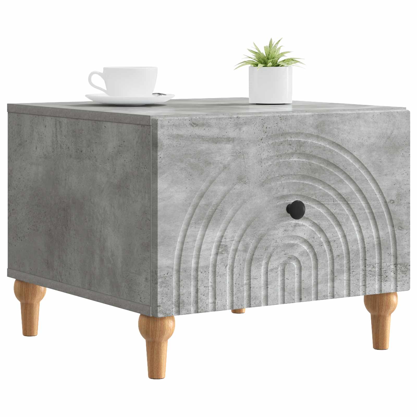 Salontafel met lade Betongrijs 49 x 50 x 40 cm Bewerkt hout is nu te koop bij PeponiXL, paradijselijk wonen!