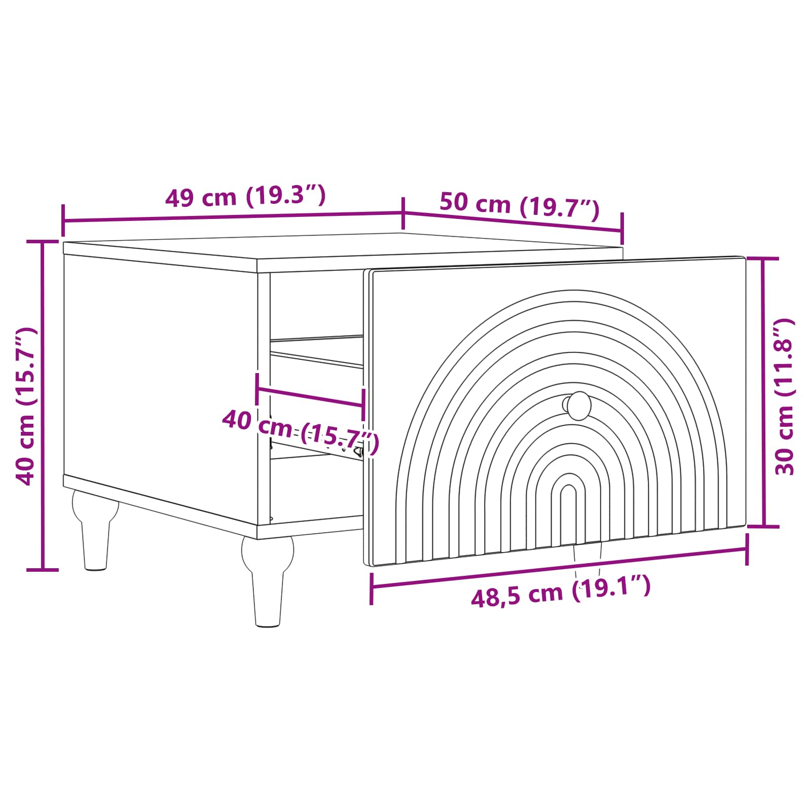 Salontafel met lade Betongrijs 49 x 50 x 40 cm Bewerkt hout is nu te koop bij PeponiXL, paradijselijk wonen!