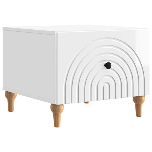 Salontafel met lade Hoogglans Wit 49 x 50 x 40 cm Bewerkt hout is nu te koop bij PeponiXL, paradijselijk wonen!