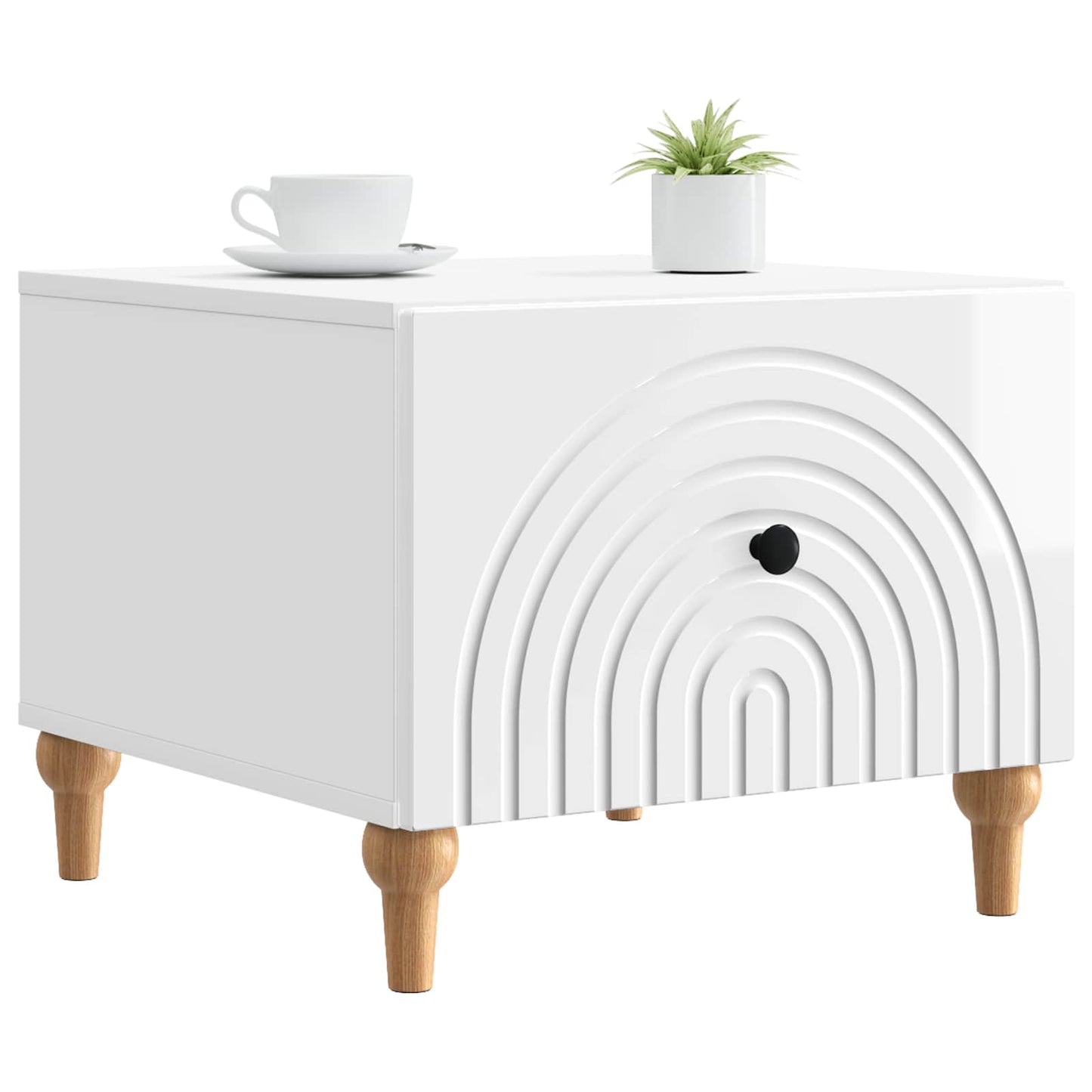 Salontafel met lade Hoogglans Wit 49 x 50 x 40 cm Bewerkt hout is nu te koop bij PeponiXL, paradijselijk wonen!