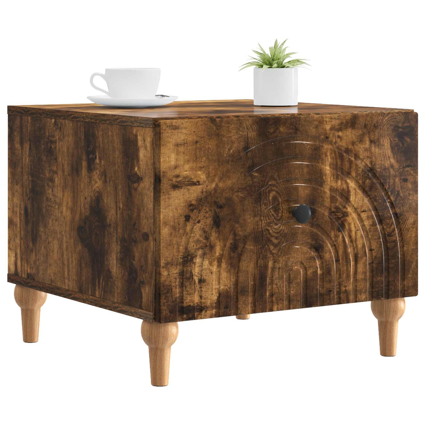 Salontafel met lade Gerookt eiken 49 x 50 x 40 cm Bewerkt hout is nu te koop bij PeponiXL, paradijselijk wonen!