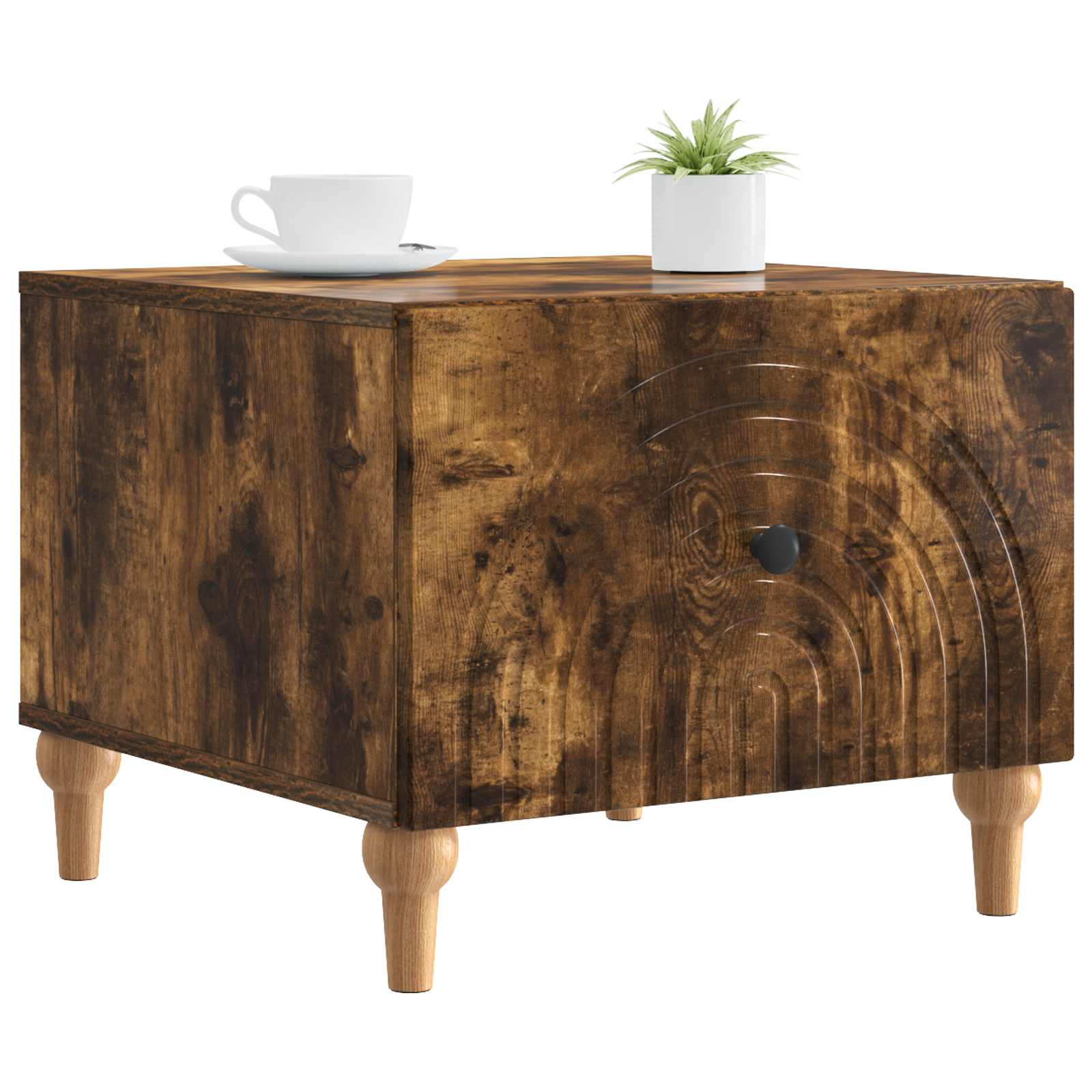 Salontafel met lade Gerookt eiken 49 x 50 x 40 cm Bewerkt hout is nu te koop bij PeponiXL, paradijselijk wonen!