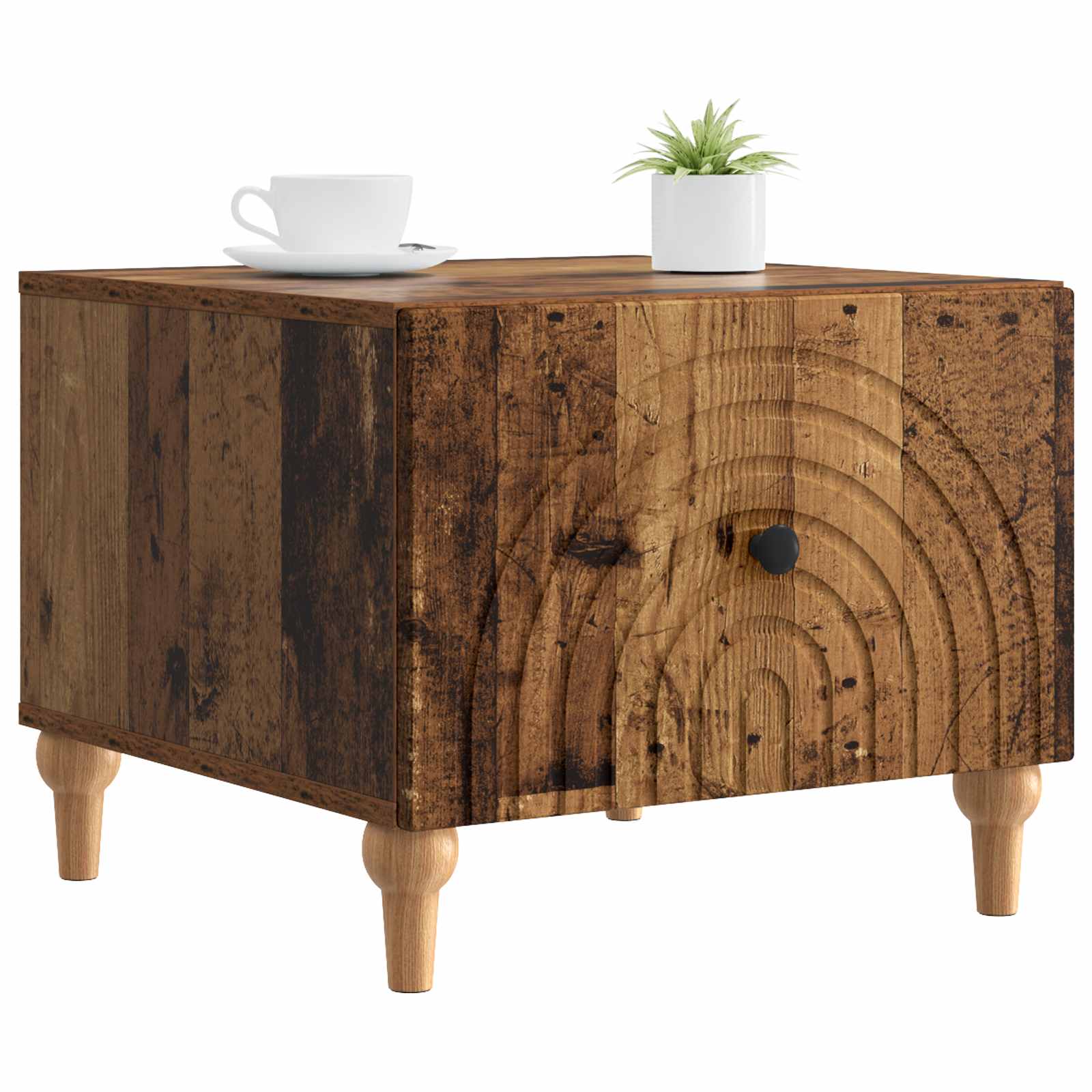 Salontafel met lade Oud hout 49 x 50 x 40 cm Bewerkt hout is nu te koop bij PeponiXL, paradijselijk wonen!