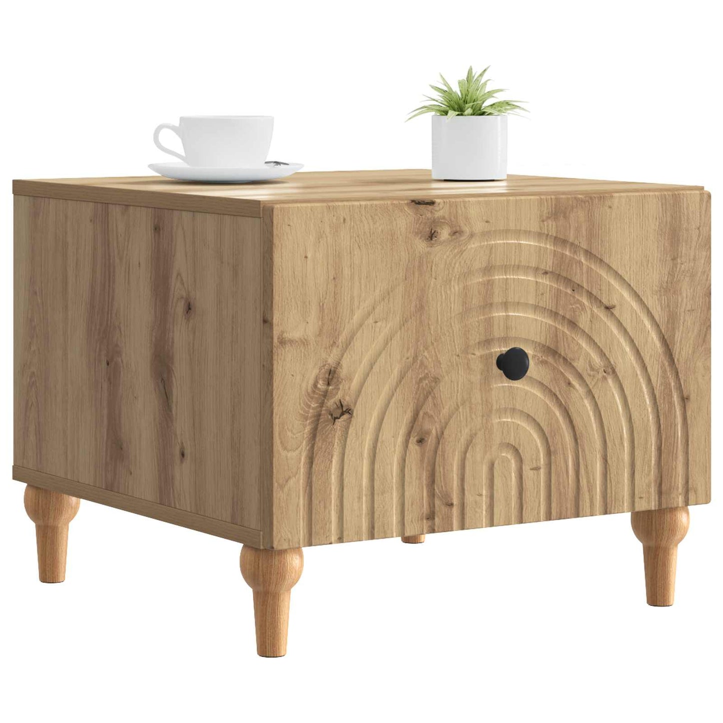 Salontafel Artisanaal eiken 49 x 50 x 40 cm Bewerkt hout is nu te koop bij PeponiXL, paradijselijk wonen!
