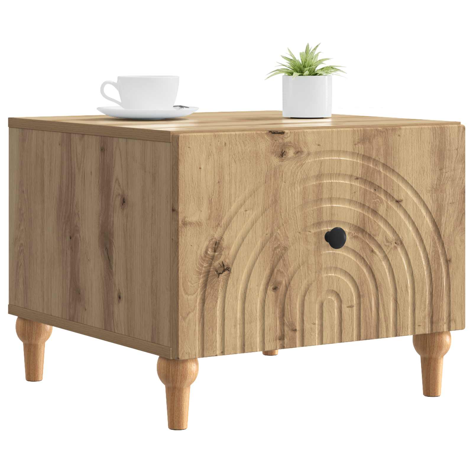 Salontafel Artisanaal eiken 49 x 50 x 40 cm Bewerkt hout is nu te koop bij PeponiXL, paradijselijk wonen!