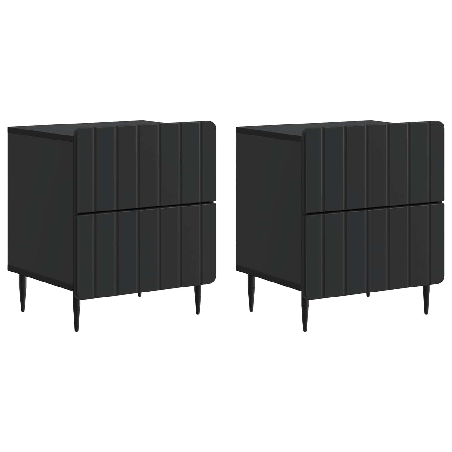 Nachtkastje 2 pcs Zwart 43 x 34,5 x 49,5 cm Bewerkt hout is nu te koop bij PeponiXL, paradijselijk wonen!