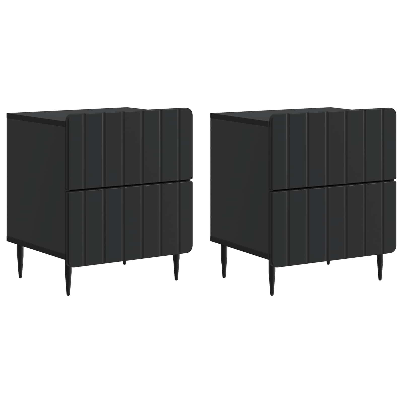 Nachtkastje 2 pcs Zwart 43 x 34,5 x 49,5 cm Bewerkt hout is nu te koop bij PeponiXL, paradijselijk wonen!