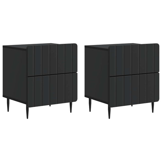 Nachtkastje 2 pcs Zwart 43 x 34,5 x 49,5 cm Bewerkt hout is nu te koop bij PeponiXL, paradijselijk wonen!