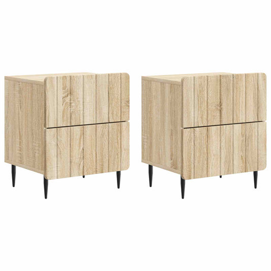 Nachtkastje 2 pcs Sonoma Eiken 43 x 34,5 x 49,5 cm Bewerkt hout is nu te koop bij PeponiXL, paradijselijk wonen!