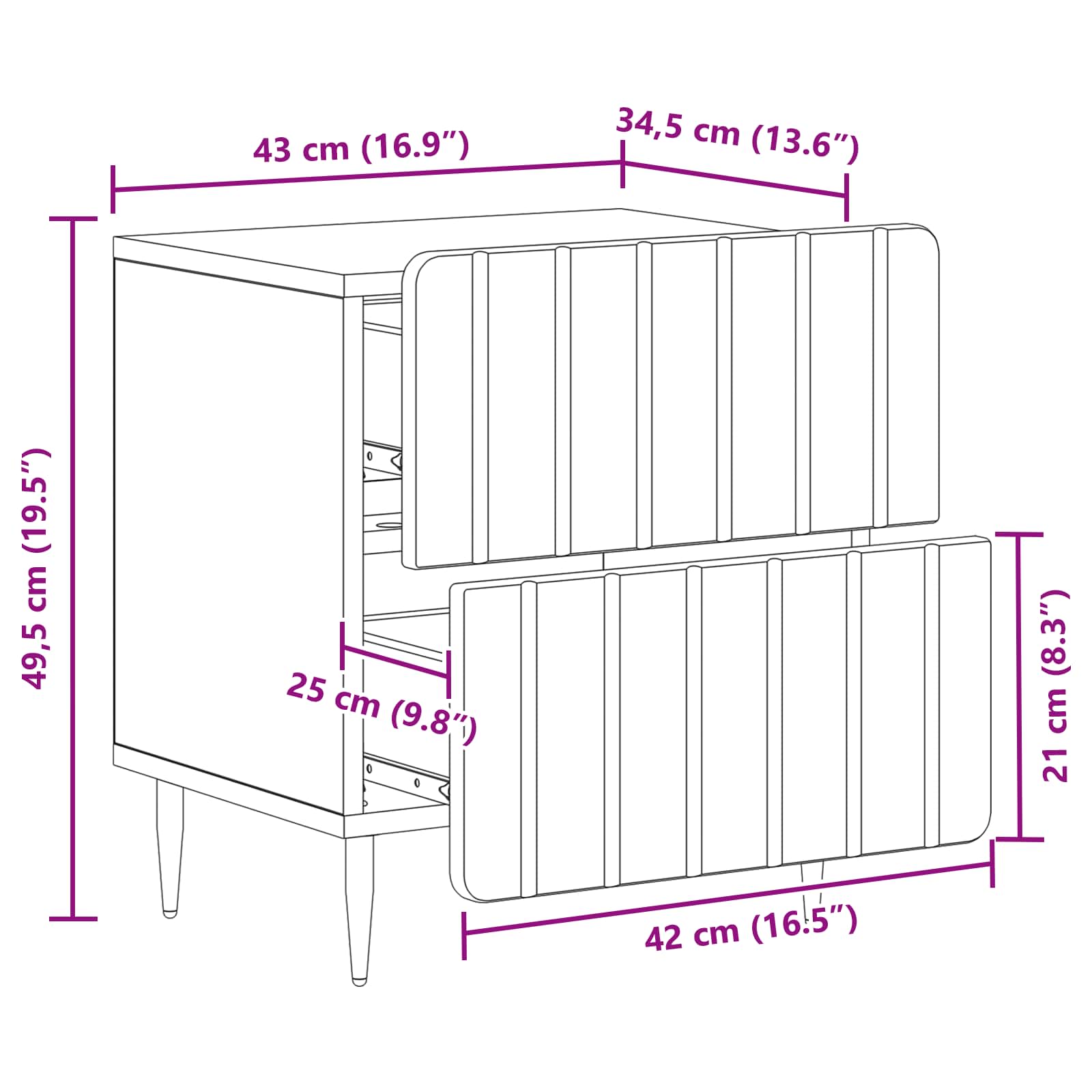 Nachtkastje Betongrijs 43 x 34,5 x 49,5 cm Bewerkt hout is nu te koop bij PeponiXL, paradijselijk wonen!