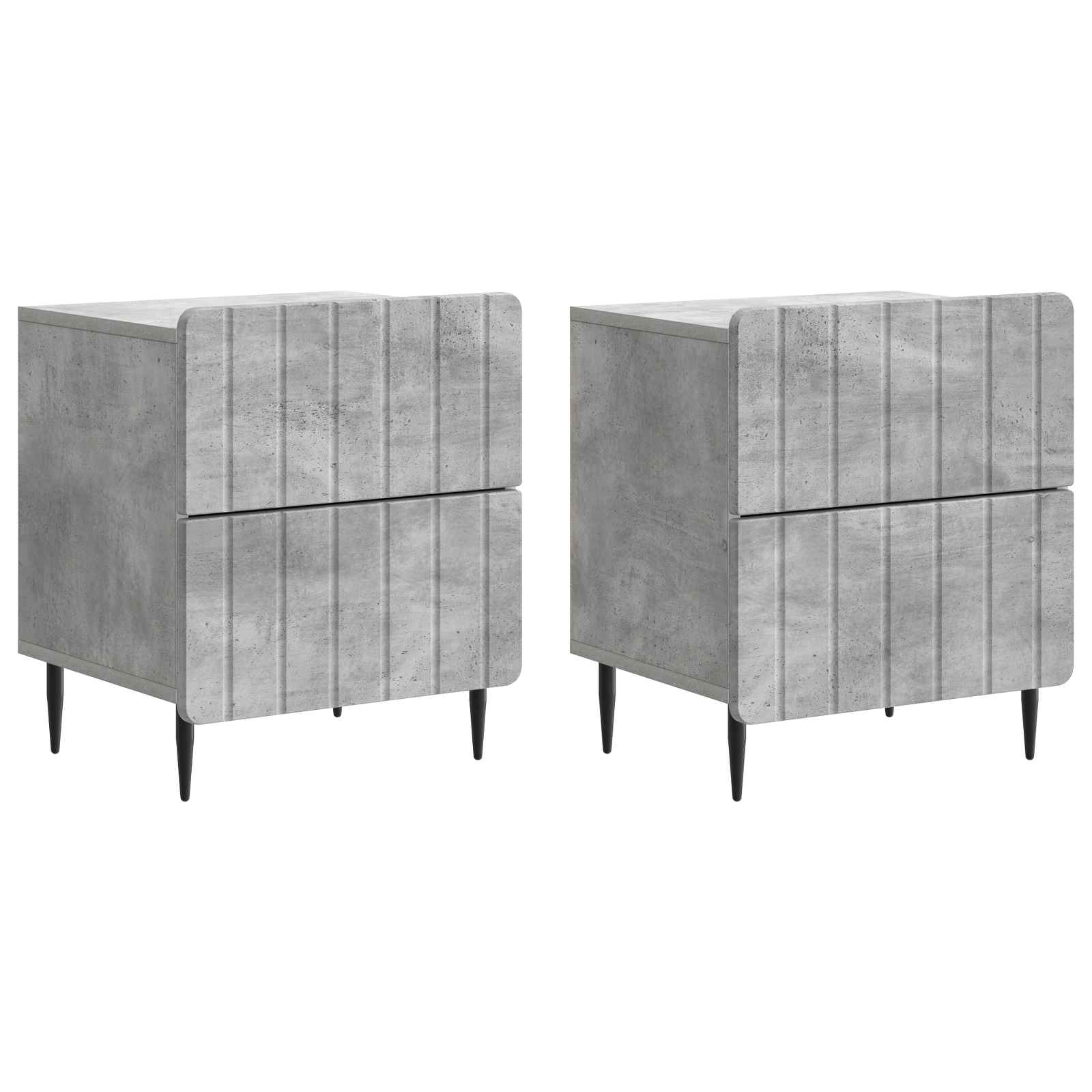 Nachtkastje 2 pcs Betongrijs 43 x 34,5 x 49,5 cm Bewerkt hout is nu te koop bij PeponiXL, paradijselijk wonen!