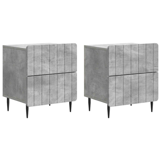 Nachtkastje 2 pcs Betongrijs 43 x 34,5 x 49,5 cm Bewerkt hout is nu te koop bij PeponiXL, paradijselijk wonen!