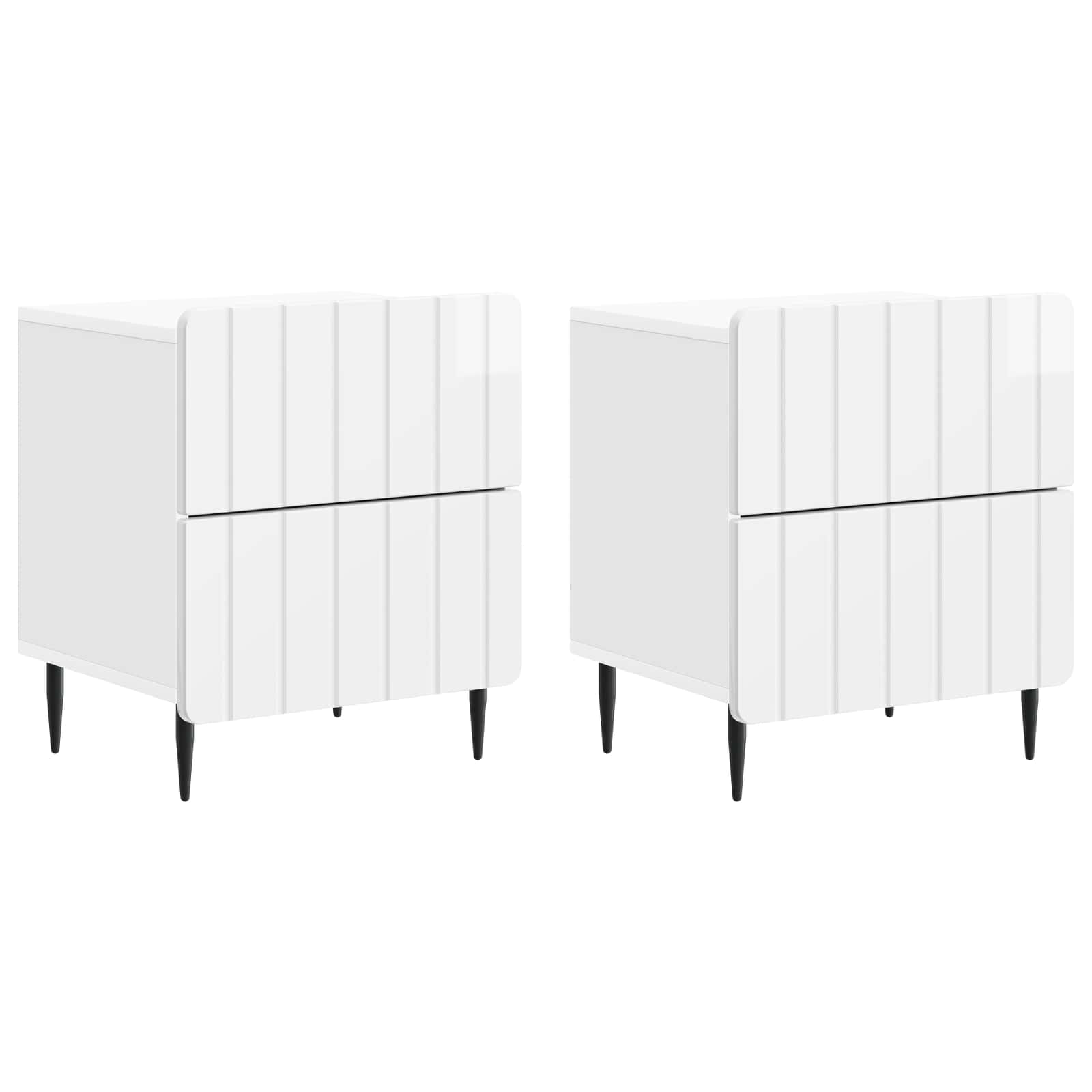 Nachtkastje met lade 2 pcs Hoogglans Wit 43 x 34,5 x 49,5 cm is nu te koop bij PeponiXL, paradijselijk wonen!