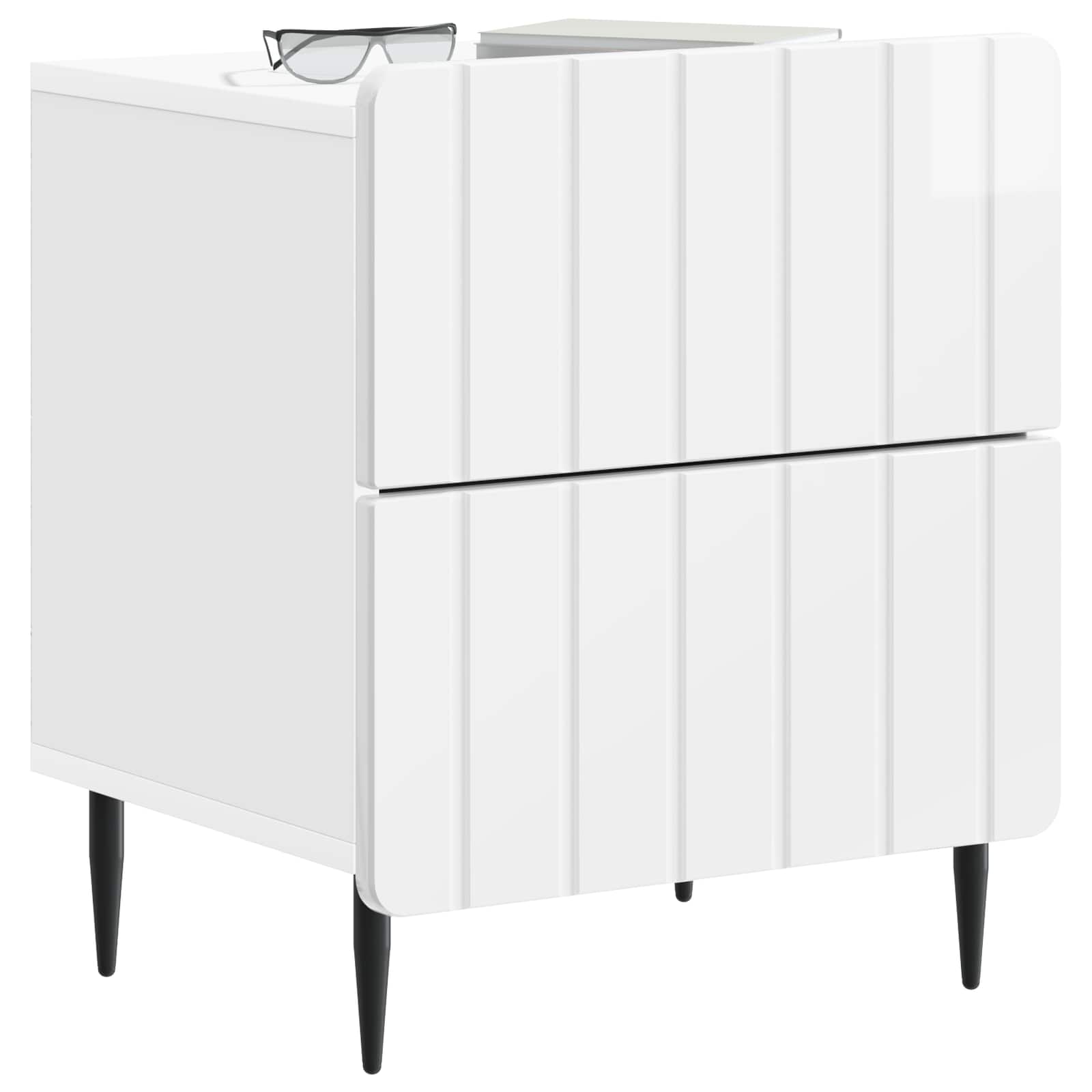 Nachtkastje met lade 2 pcs Hoogglans Wit 43 x 34,5 x 49,5 cm is nu te koop bij PeponiXL, paradijselijk wonen!