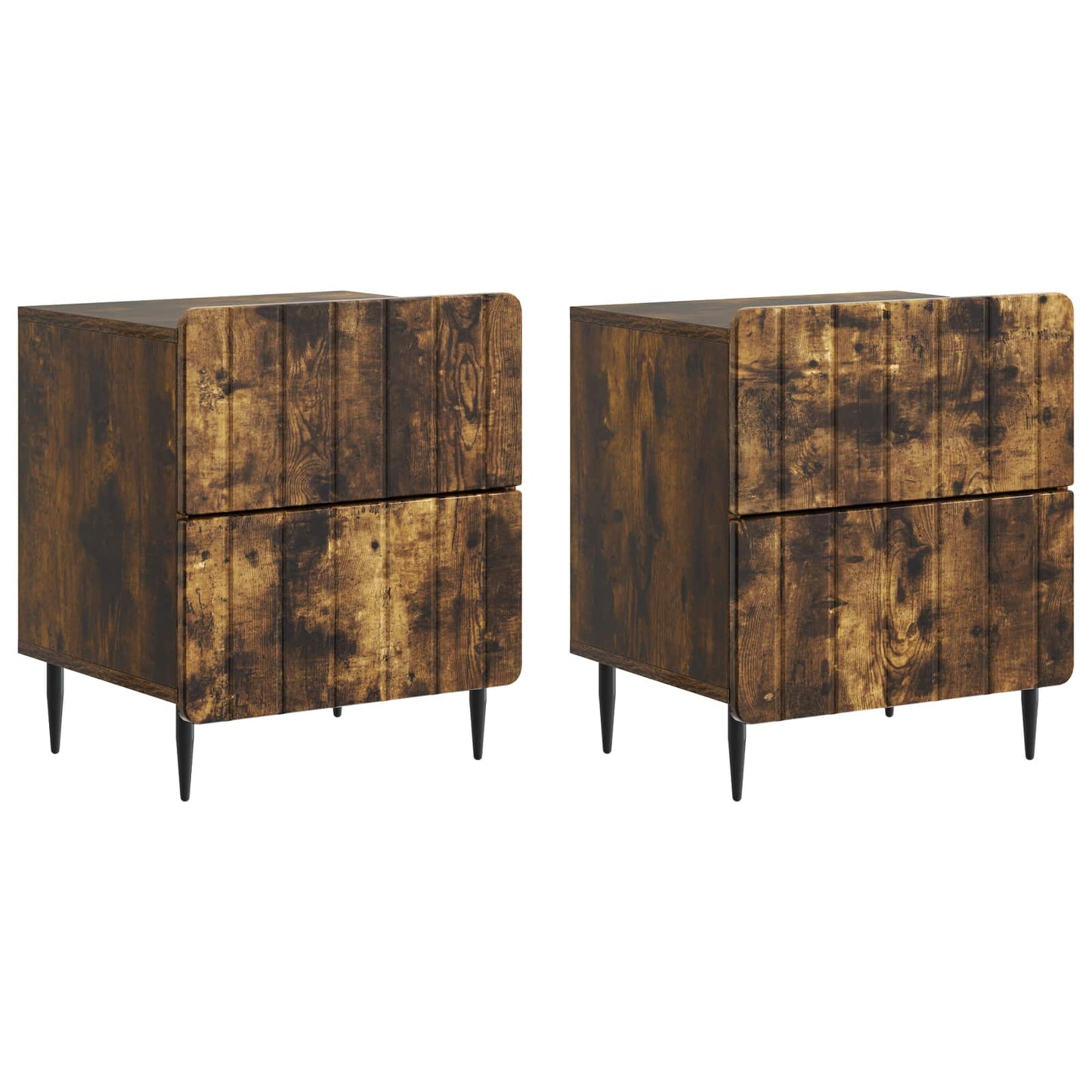 Nachtkastje met lade 2 pcs Gerookt eiken 43 x 34,5 x 49,5 cm is nu te koop bij PeponiXL, paradijselijk wonen!