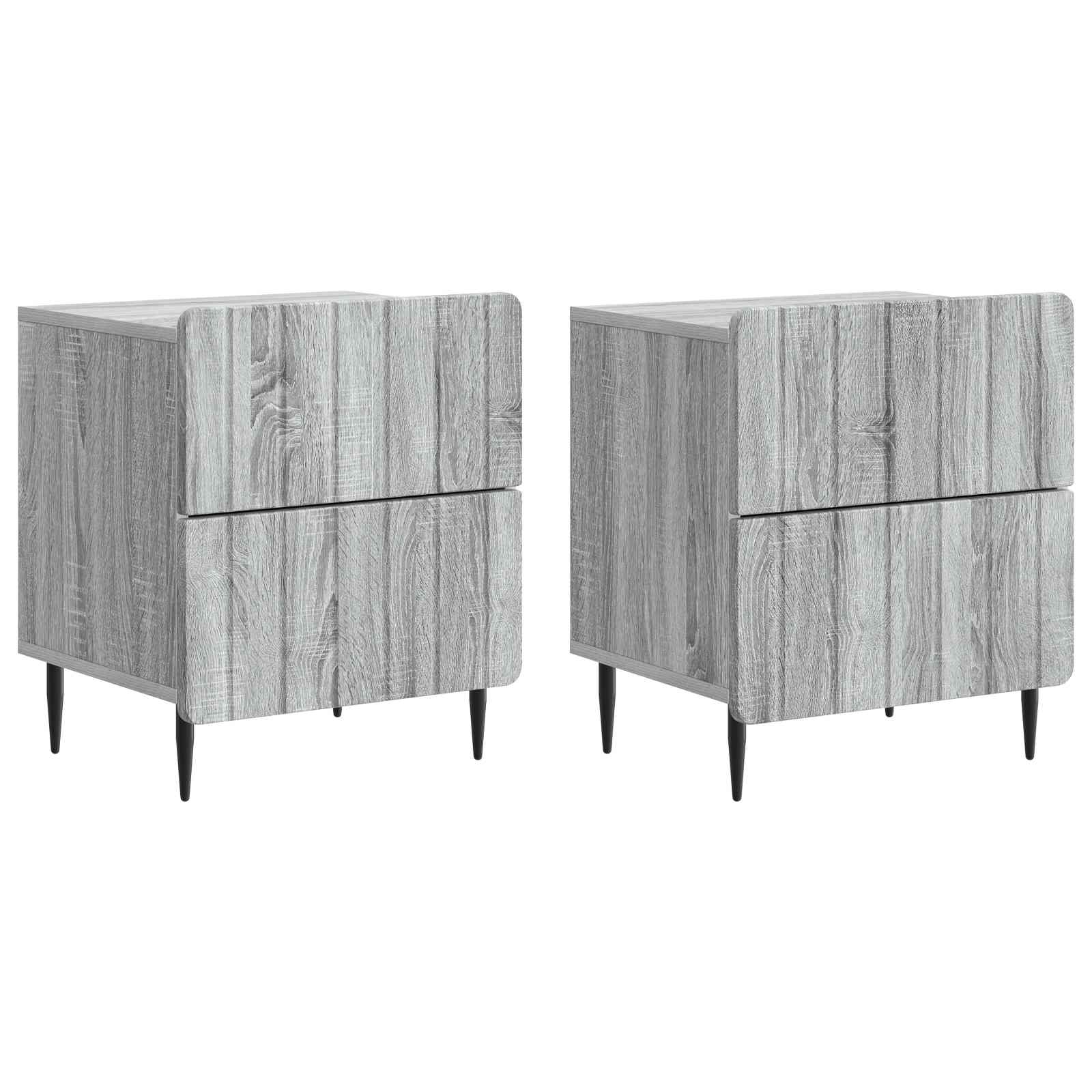 Nachtkastje 2 pcs Grijs sonoma 43 x 34,5 x 49,5 cm Bewerkt hout is nu te koop bij PeponiXL, paradijselijk wonen!