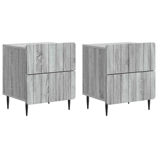Nachtkastje 2 pcs Grijs sonoma 43 x 34,5 x 49,5 cm Bewerkt hout is nu te koop bij PeponiXL, paradijselijk wonen!