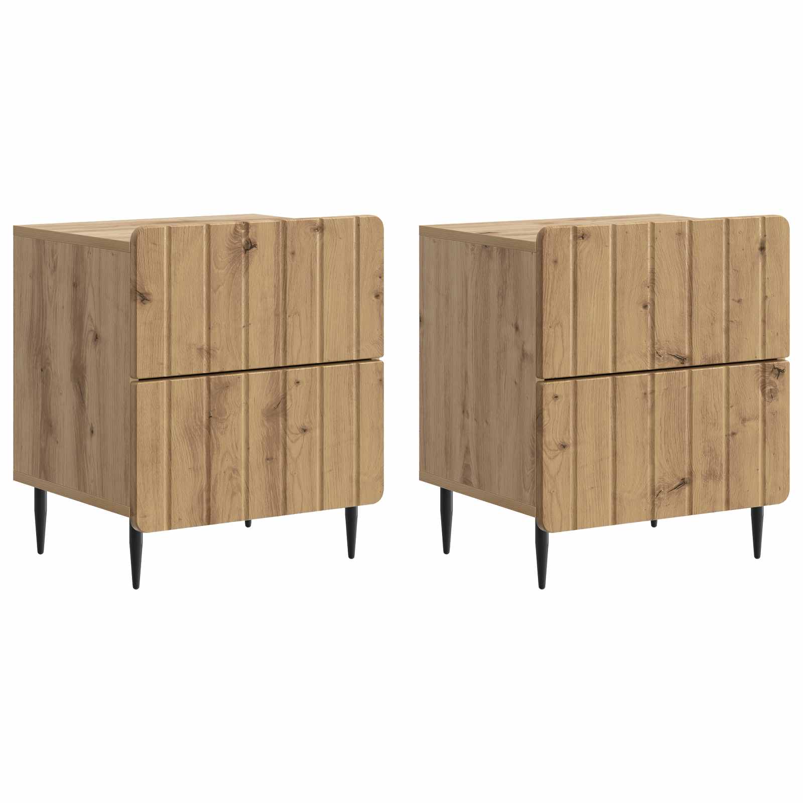 Nachtkastje met lade 2 pcs Artisanaal eiken 43 x 34,5 x 49,5 cm is nu te koop bij PeponiXL, paradijselijk wonen!