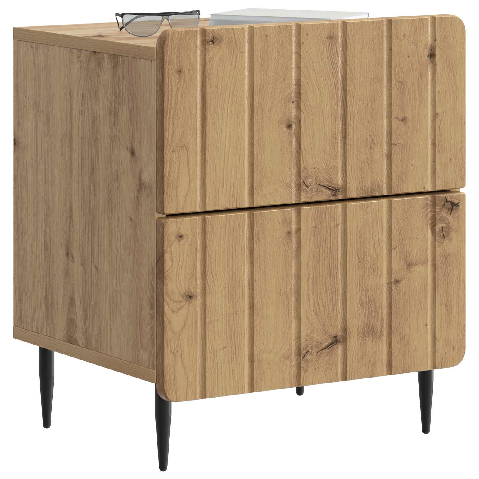 Nachtkastje met lade 2 pcs Artisanaal eiken 43 x 34,5 x 49,5 cm is nu te koop bij PeponiXL, paradijselijk wonen!