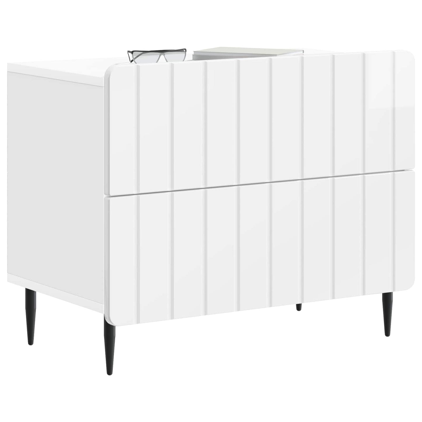 Nachtkastje Hoogglans Wit 62 x 34,5 x 49,5 cm Bewerkt hout is nu te koop bij PeponiXL, paradijselijk wonen!