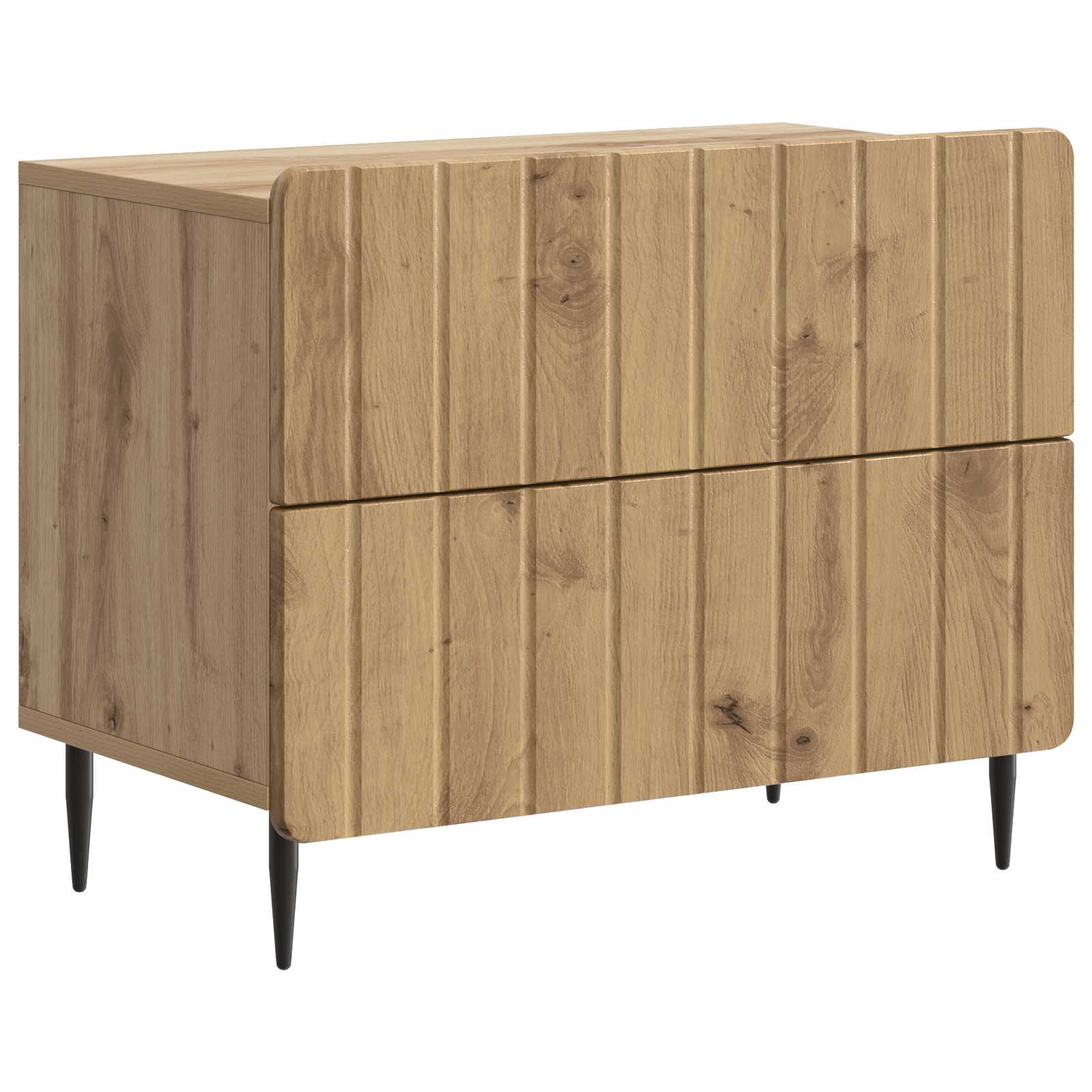 Nachtkastje Artisanaal eiken 62 x 34,5 x 49,5 cm Bewerkt hout is nu te koop bij PeponiXL, paradijselijk wonen!