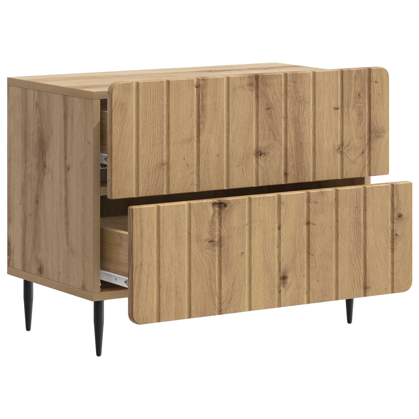 Nachtkastje Artisanaal eiken 62 x 34,5 x 49,5 cm Bewerkt hout is nu te koop bij PeponiXL, paradijselijk wonen!