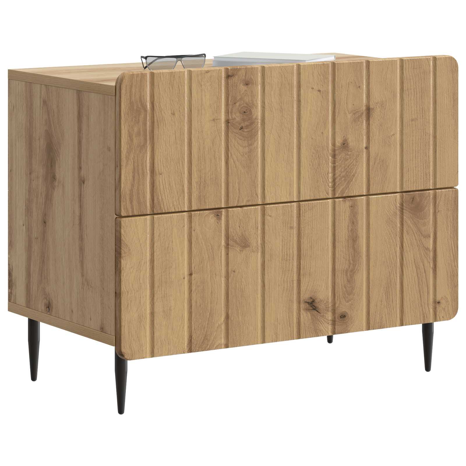Nachtkastje Artisanaal eiken 62 x 34,5 x 49,5 cm Bewerkt hout is nu te koop bij PeponiXL, paradijselijk wonen!
