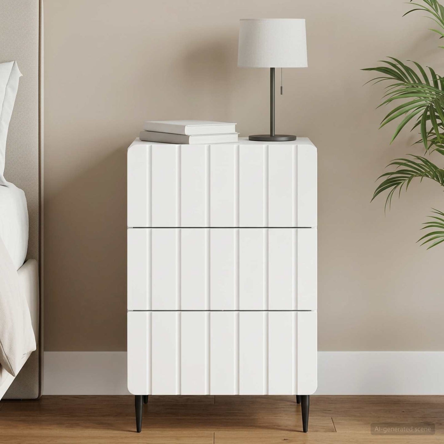 Nachtkastje met lade Wit 43x 41 x 68 cm Bewerkt hout is nu te koop bij PeponiXL, paradijselijk wonen!