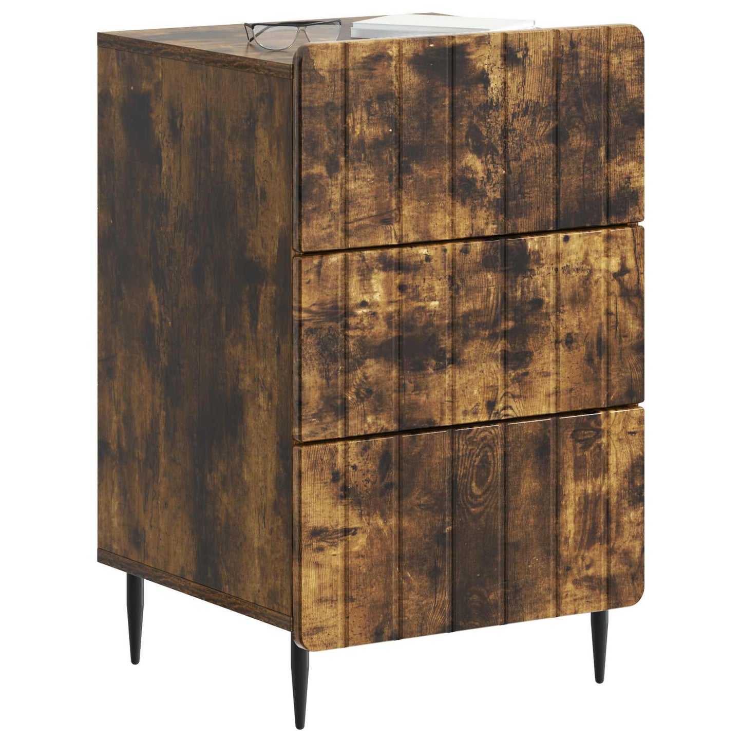 Nachtkastje met lade Gerookt eiken 43x 41 x 68 cm Bewerkt hout is nu te koop bij PeponiXL, paradijselijk wonen!
