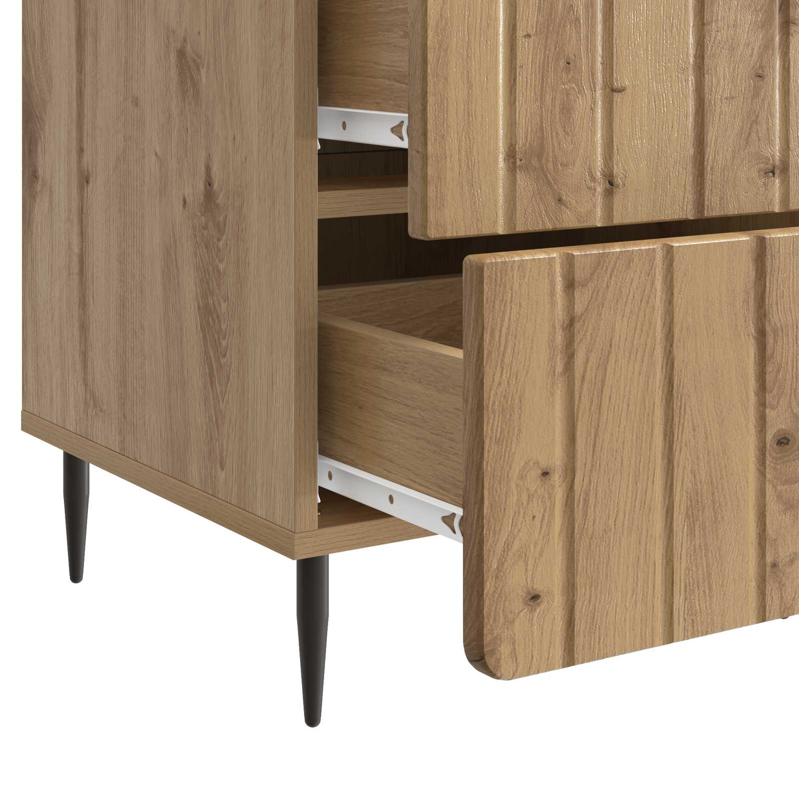 Nachtkastje Artisanaal eiken 43x 41 x 68 cm Bewerkt hout is nu te koop bij PeponiXL, paradijselijk wonen!
