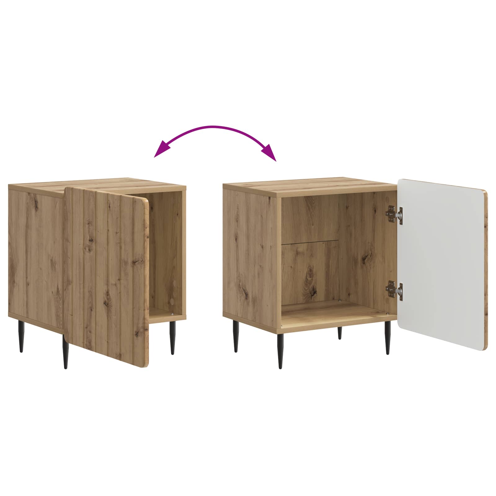 Nachtkastje 2 pcs Artisanaal eiken 43 x 34,5 x 52 cm is nu te koop bij PeponiXL, paradijselijk wonen!