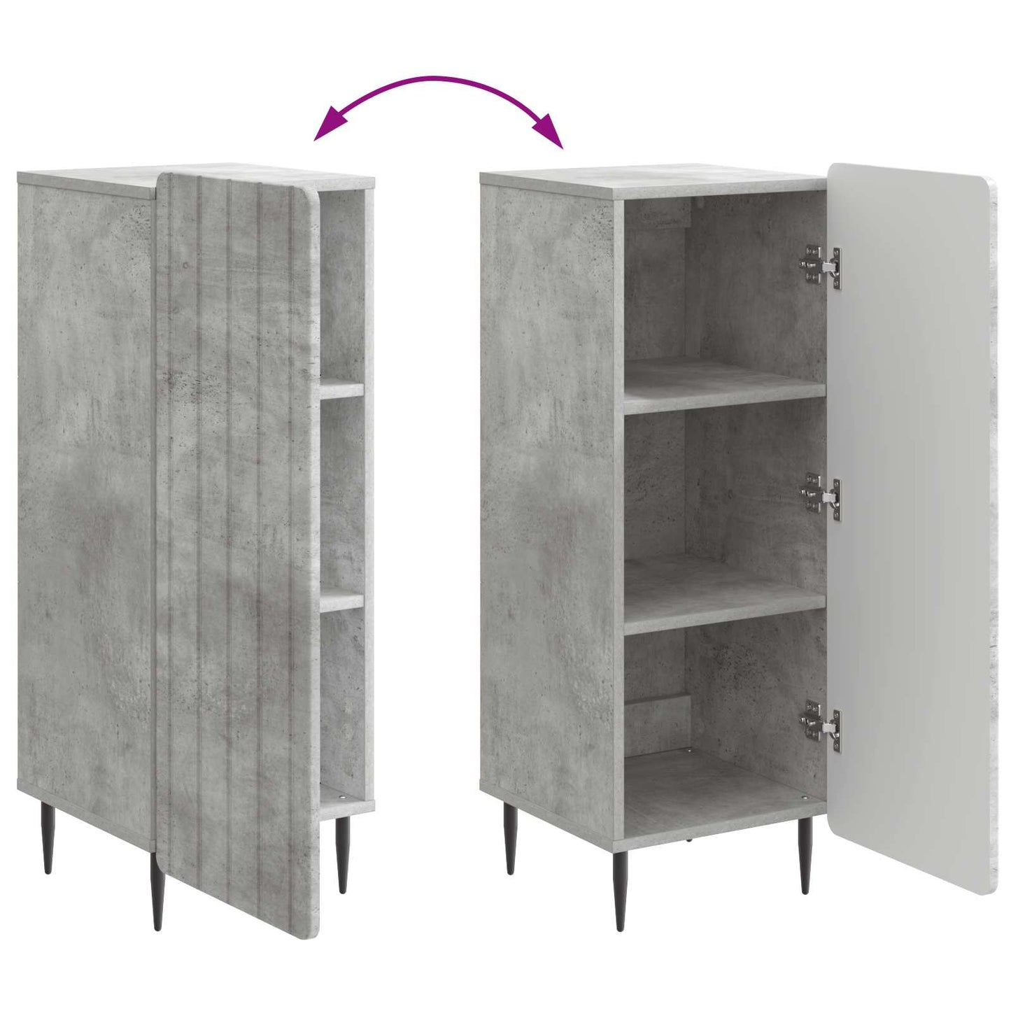 Dressoir Betongrijs 34,5 x 33 x 92 cm Bewerkt hout is nu te koop bij PeponiXL, paradijselijk wonen!