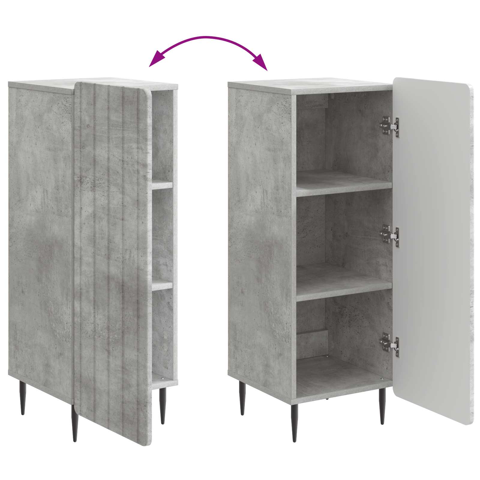 Dressoir Betongrijs 34,5 x 33 x 92 cm Bewerkt hout is nu te koop bij PeponiXL, paradijselijk wonen!