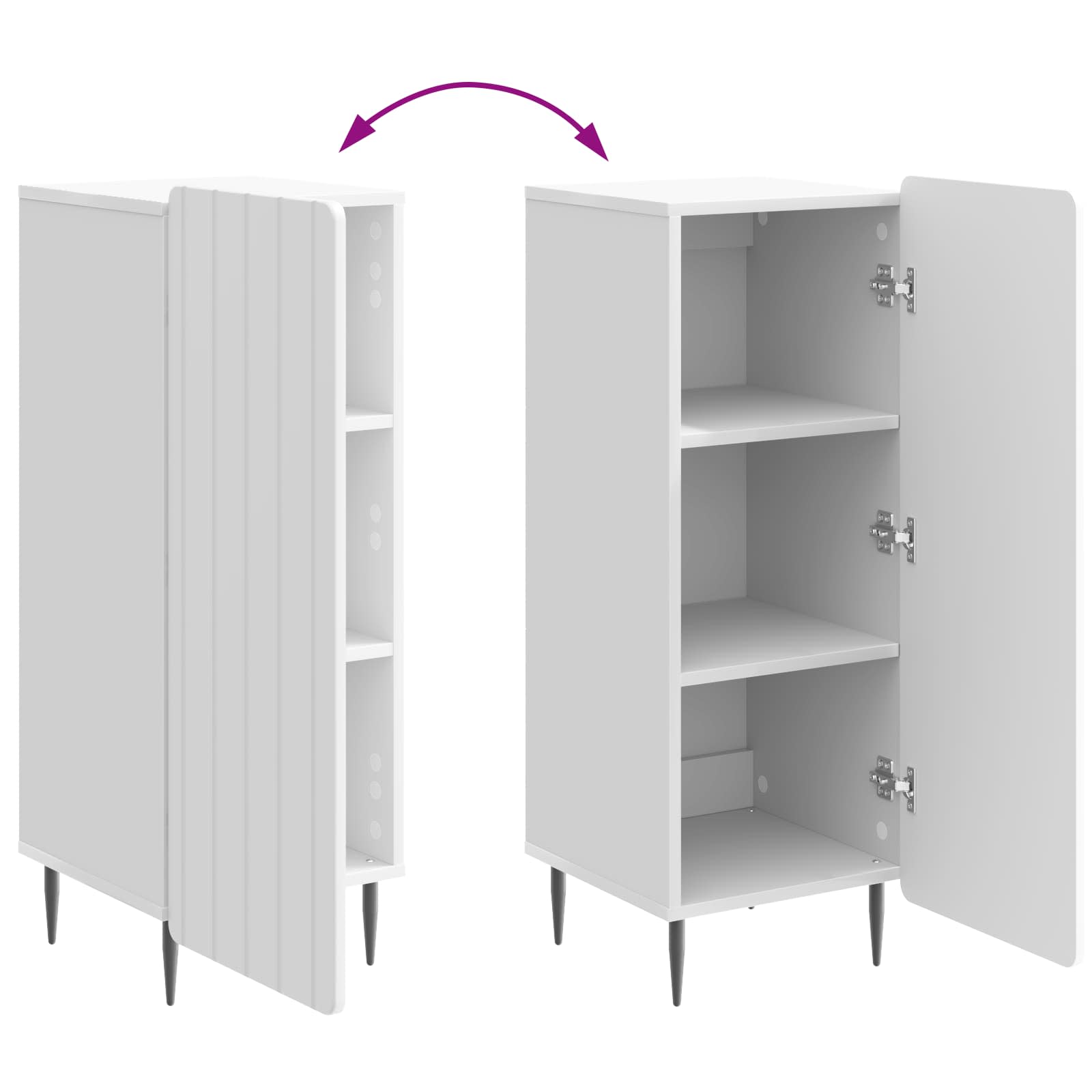 Dressoir Hoogglans Wit 34,5 x 33 x 92 cm Bewerkt hout is nu te koop bij PeponiXL, paradijselijk wonen!