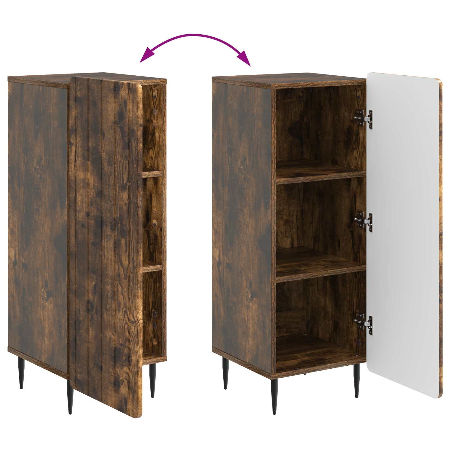 Dressoir Gerookt eiken 34,5 x 33 x 92 cm Bewerkt hout is nu te koop bij PeponiXL, paradijselijk wonen!